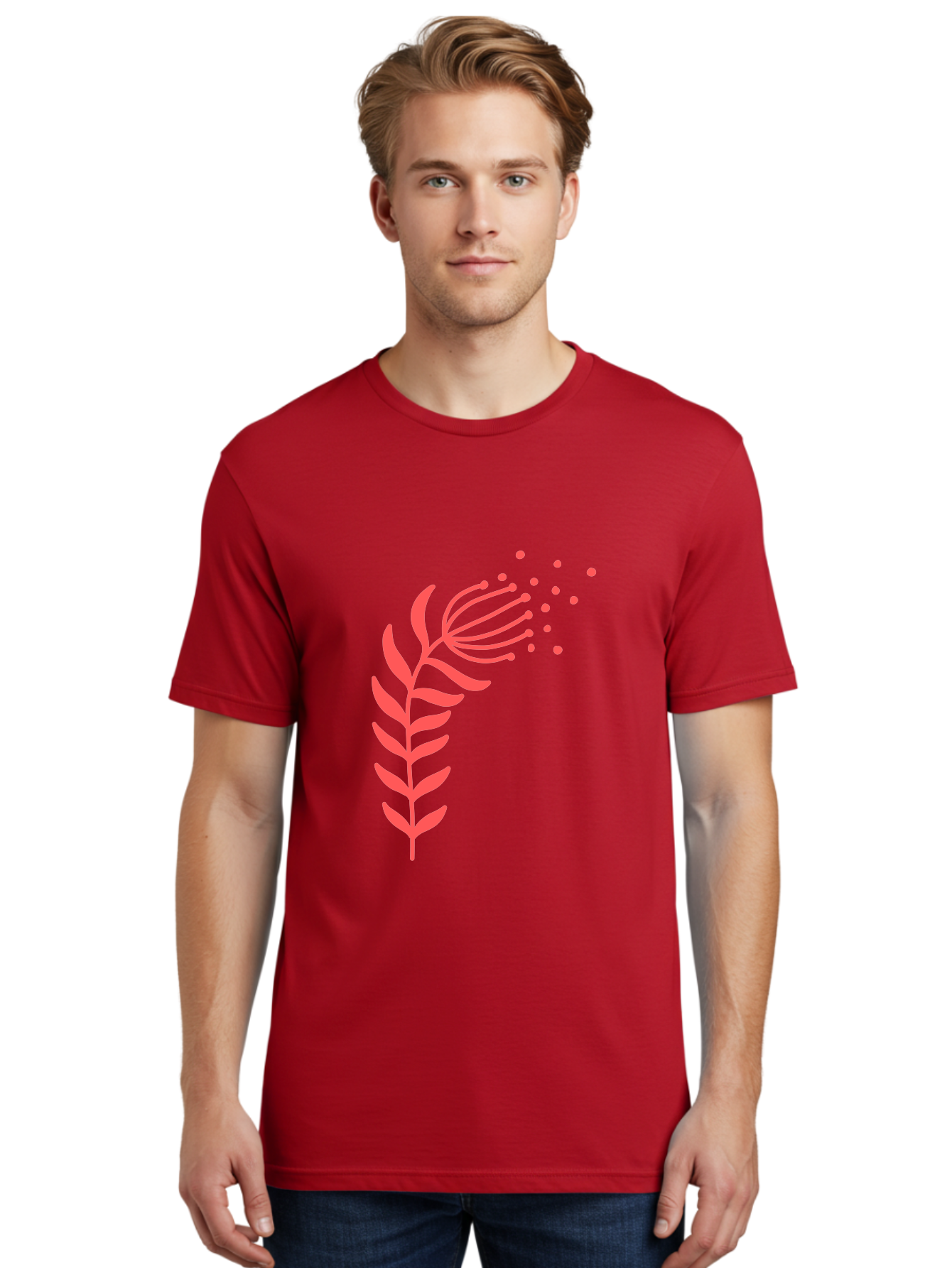 Pink-Cannabis Men'S Graphic Tee, 100% Cotton, Comfortable Casual Summer Wear, Machine Washable, Dandelion Seeds, Blowing In The Wind, Botanical Illustration, Simple Design, Floral Art, Whimsical Feel, Minimalist Art Aab770
