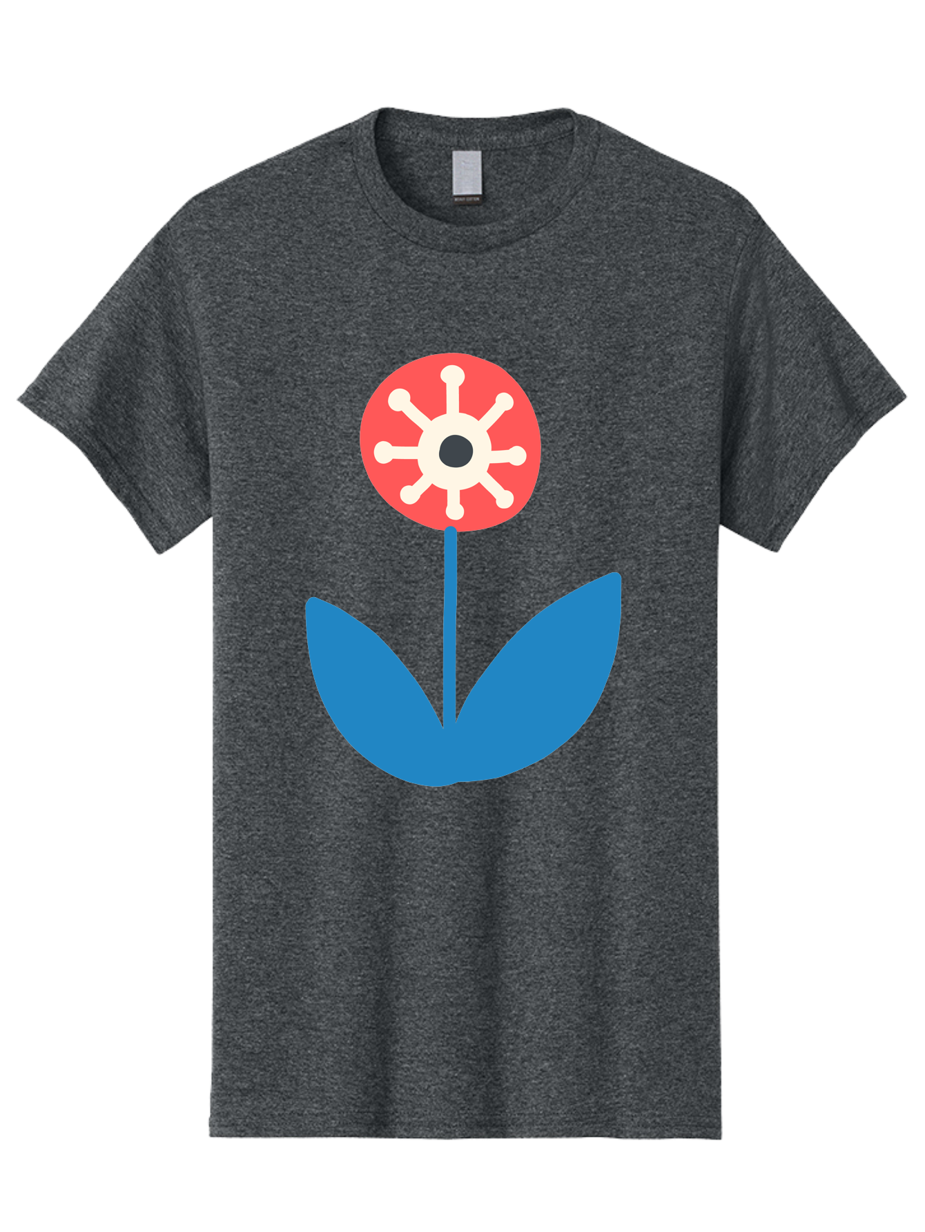 Piranha-Plant Men'S Graphic Tee, 100% Cotton, Comfortable Casual Summer Wear, Machine Washable, Cartoon Flower, Red Bloom, Blue Leaves, White And Black Center, Mushroom Inspired, Video Game Art, Super Mario, Simple Shapes, Bold Colors, Aab773