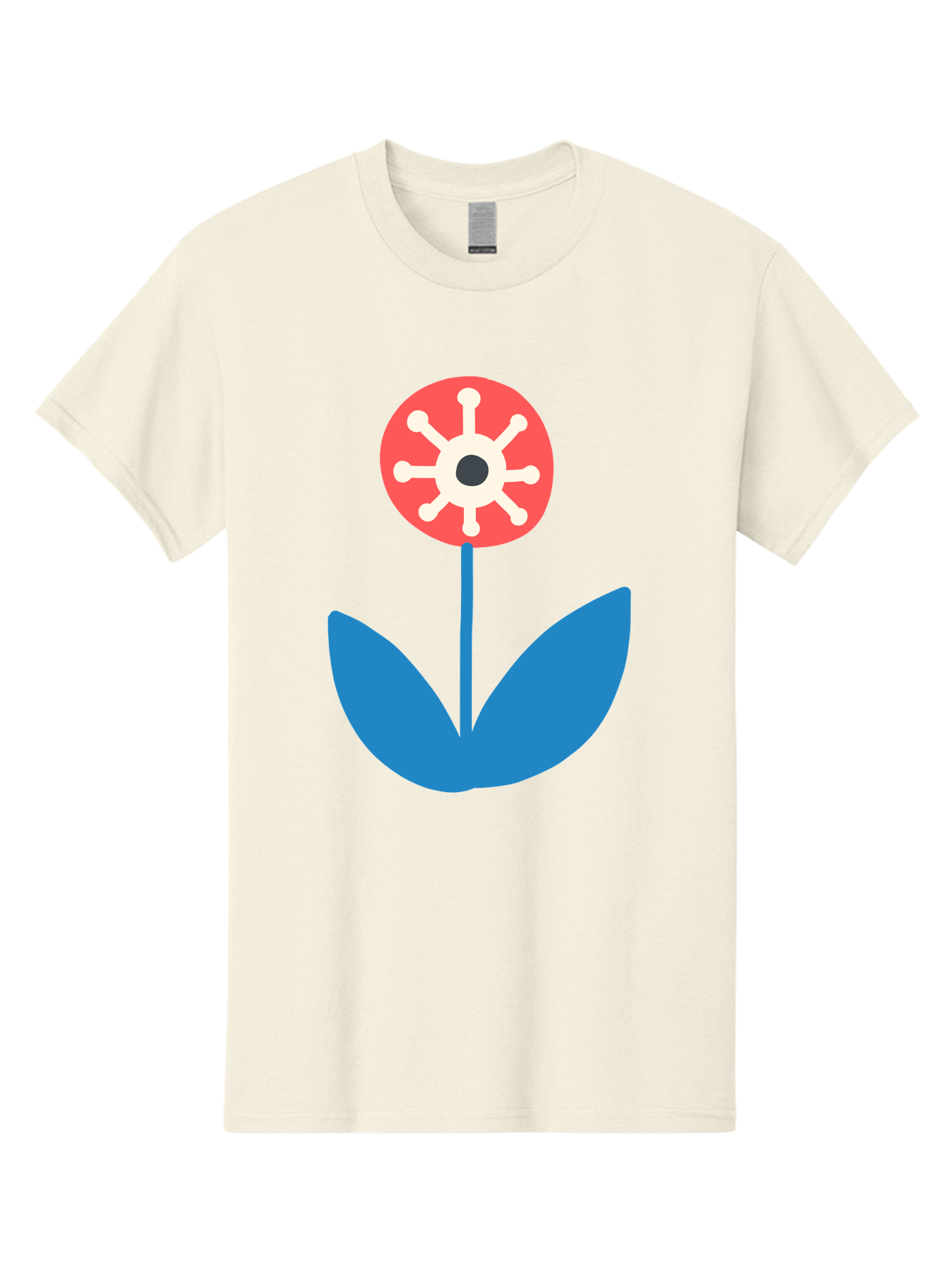 Piranha-Plant Men'S Graphic Tee, 100% Cotton, Comfortable Casual Summer Wear, Machine Washable, Cartoon Flower, Red Bloom, Blue Leaves, White And Black Center, Mushroom Inspired, Video Game Art, Super Mario, Simple Shapes, Bold Colors, Aab773