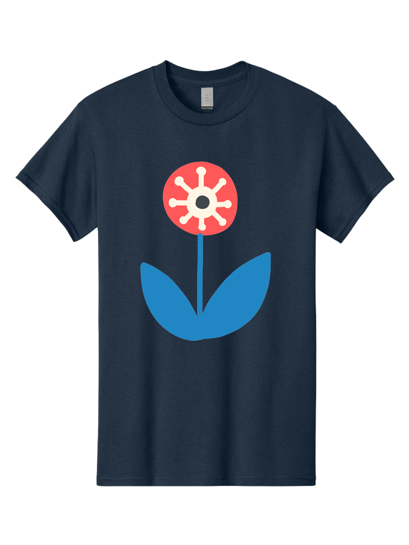Piranha-Plant Men'S Graphic Tee, 100% Cotton, Comfortable Casual Summer Wear, Machine Washable, Cartoon Flower, Red Bloom, Blue Leaves, White And Black Center, Mushroom Inspired, Video Game Art, Super Mario, Simple Shapes, Bold Colors, Aab773