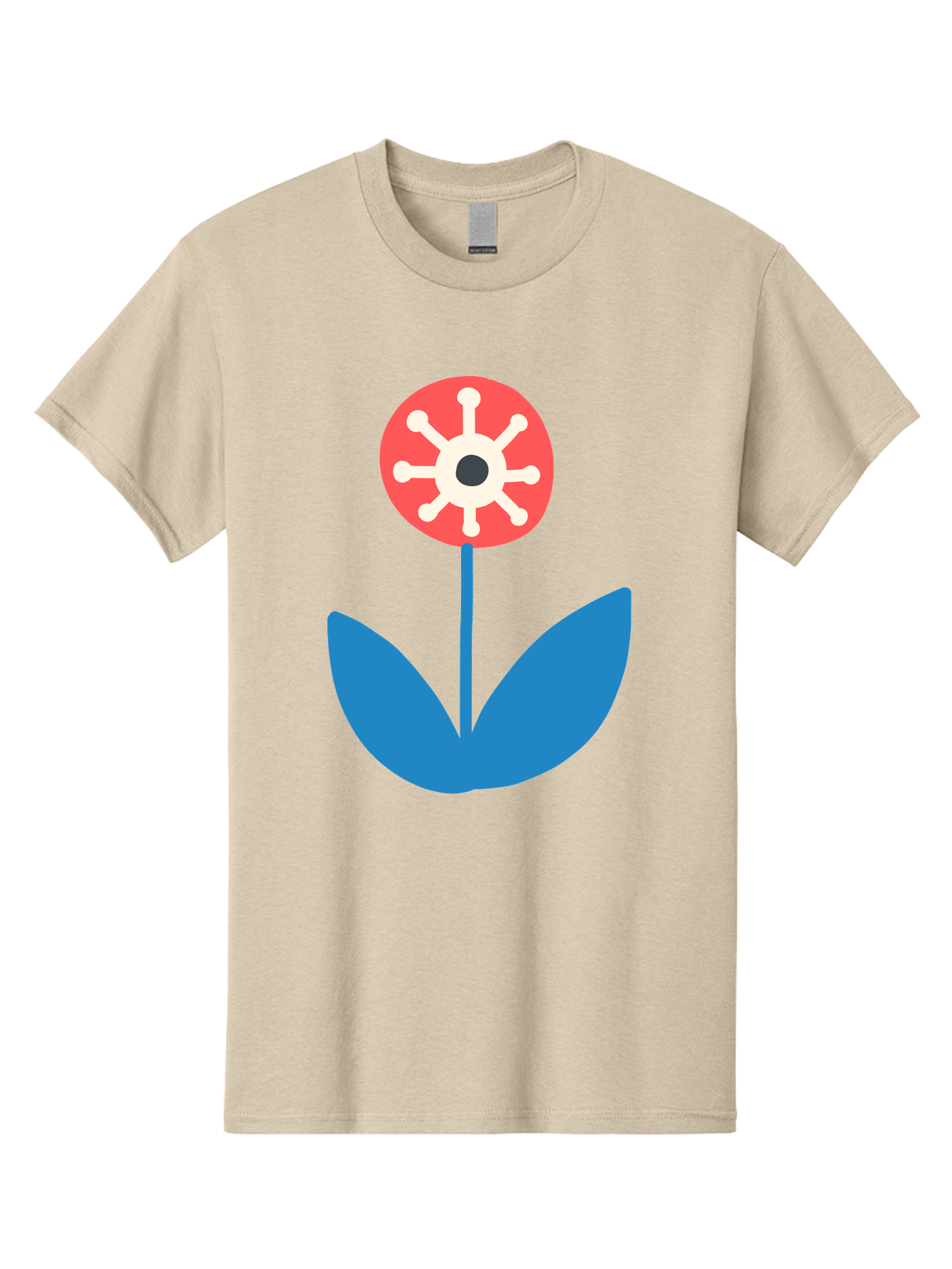 Piranha-Plant Men'S Graphic Tee, 100% Cotton, Comfortable Casual Summer Wear, Machine Washable, Cartoon Flower, Red Bloom, Blue Leaves, White And Black Center, Mushroom Inspired, Video Game Art, Super Mario, Simple Shapes, Bold Colors, Aab773