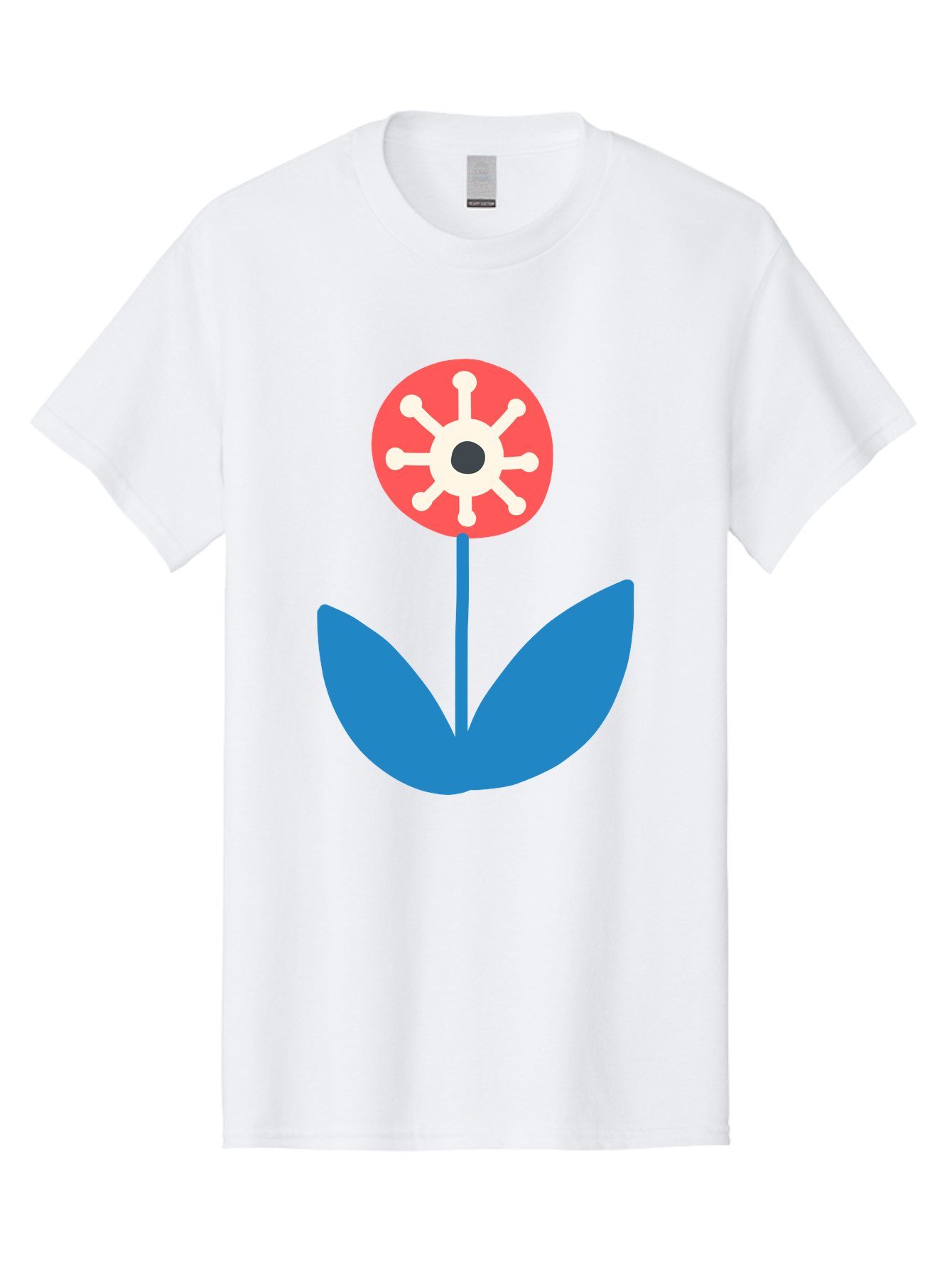 Piranha-Plant Men'S Graphic Tee, 100% Cotton, Comfortable Casual Summer Wear, Machine Washable, Cartoon Flower, Red Bloom, Blue Leaves, White And Black Center, Mushroom Inspired, Video Game Art, Super Mario, Simple Shapes, Bold Colors, Aab773