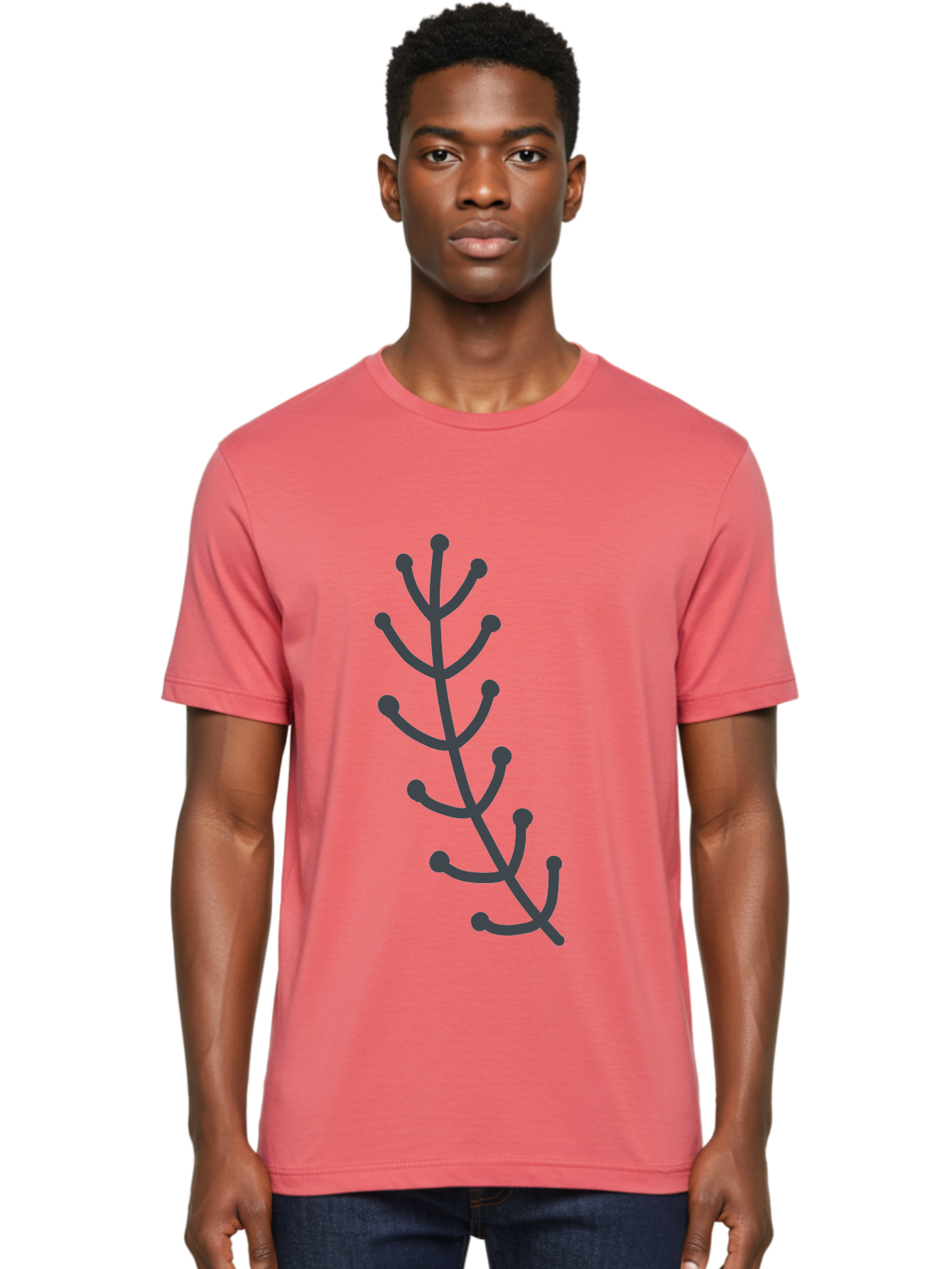 Purple-Branch Men'S Graphic Tee, 100% Cotton, Comfortable Casual Summer Wear, Machine Washable, Purple Twig, Minimalist Design, Simple Illustration, Botanical Art, Abstract Shape, Graphic Element, Digital Drawing, Stylized Branch Aab774