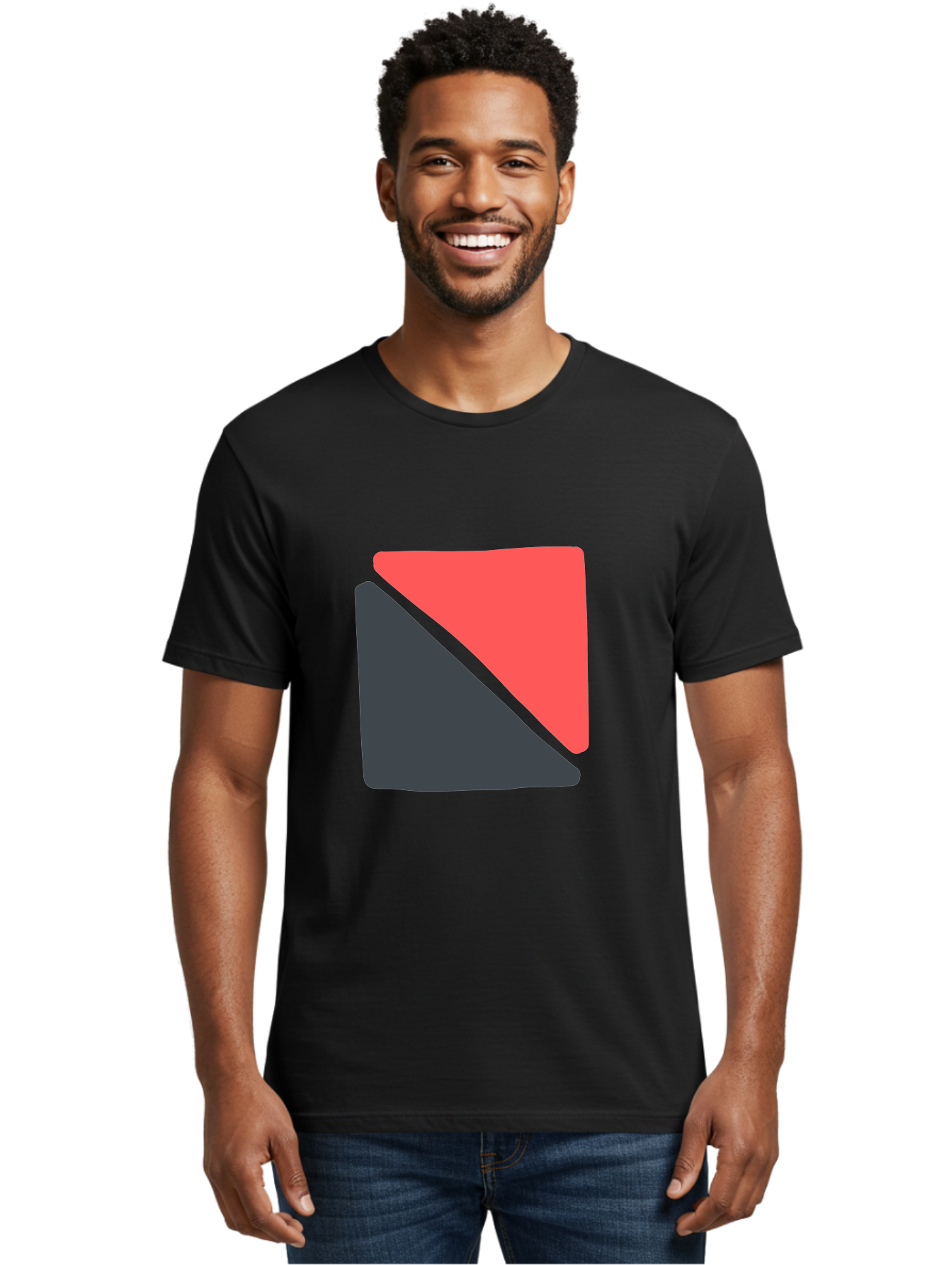 Red-And-Black-Shapes Men'S Graphic Tee, 100% Cotton, Comfortable Casual Summer Wear, Machine Washable, Geometric Shapes, Abstract Design, Red And Black, Modern Art, Minimalist Style, Contrasting Colors, Simple Composition, Digital Art, Aab776