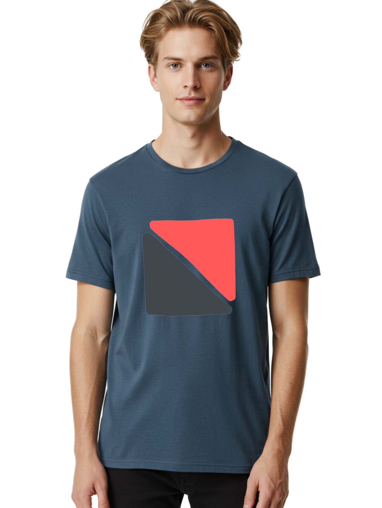 Red-And-Black-Shapes Men'S Graphic Tee, 100% Cotton, Comfortable Casual Summer Wear, Machine Washable, Geometric Shapes, Abstract Design, Red And Black, Modern Art, Minimalist Style, Contrasting Colors, Simple Composition, Digital Art, Aab776