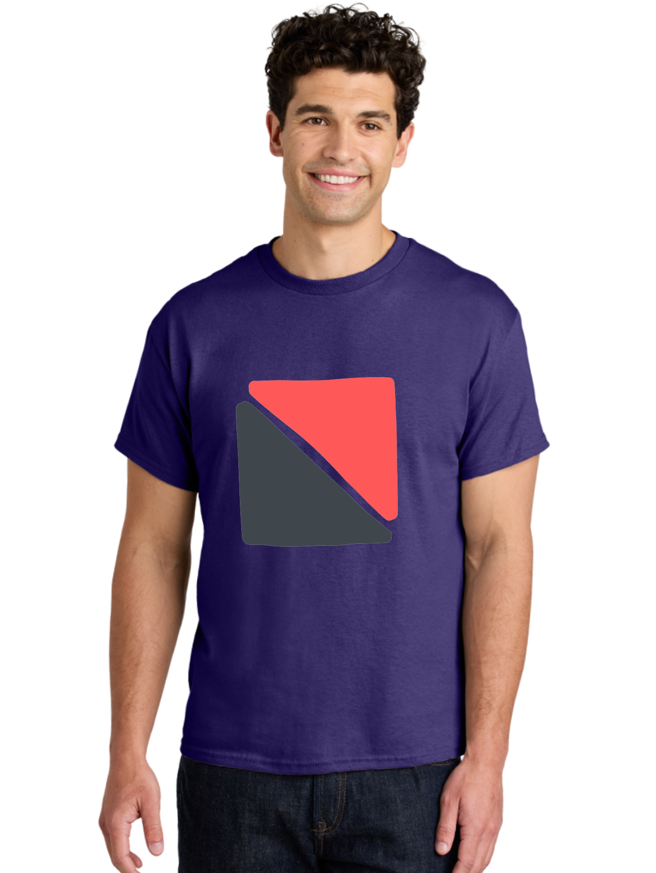Red-And-Black-Shapes Men'S Graphic Tee, 100% Cotton, Comfortable Casual Summer Wear, Machine Washable, Geometric Shapes, Abstract Design, Red And Black, Modern Art, Minimalist Style, Contrasting Colors, Simple Composition, Digital Art, Aab776