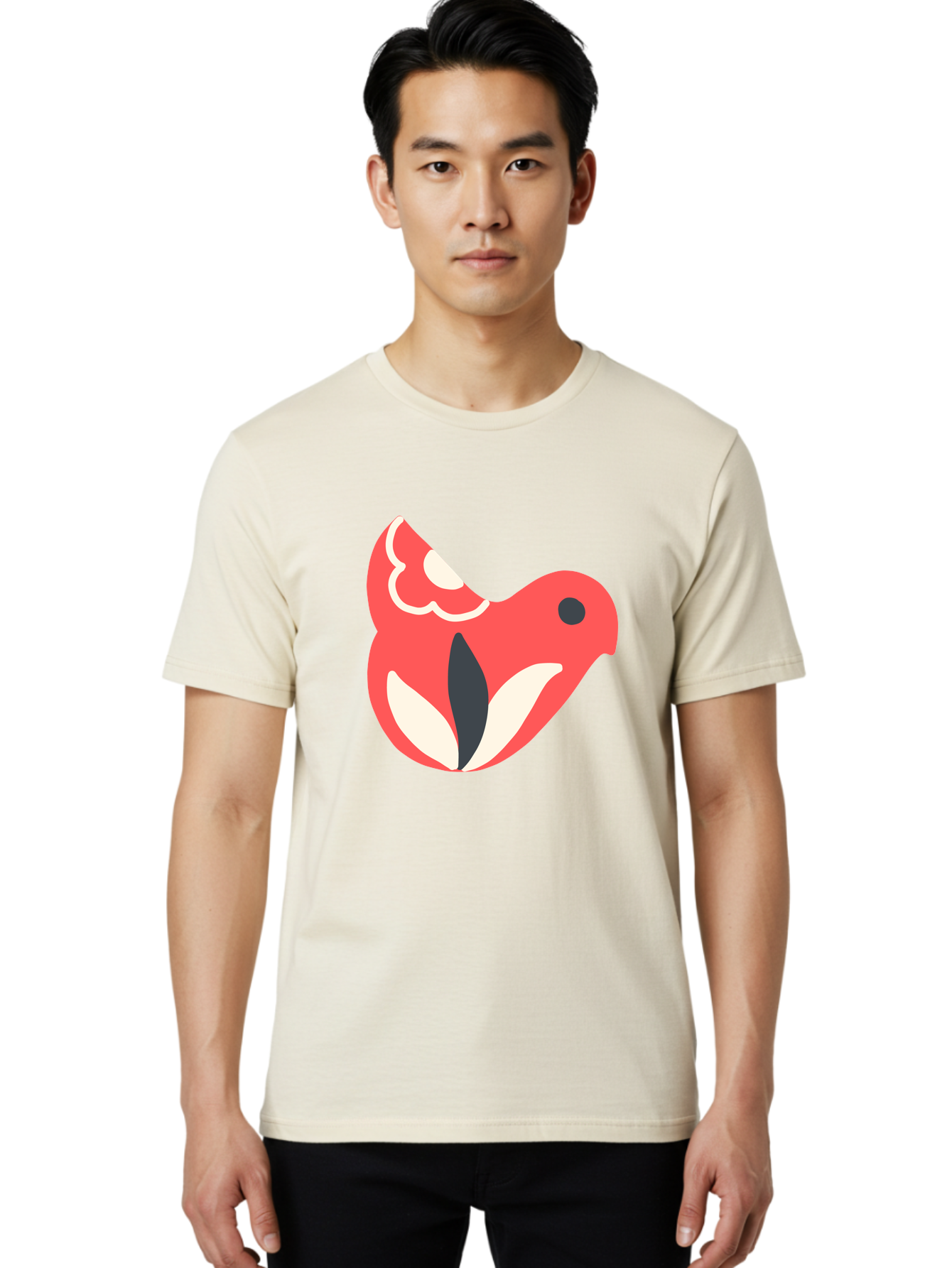 Red-Bird-1 Men'S Graphic Tee, 100% Cotton, Comfortable Casual Summer Wear, Machine Washable, Stylized Bird, Vibrant Red, Minimalist Design, Abstract Bird, Simple Logo, Cartoon Bird, Bird Icon, Modern Bird Graphic, Simple Bird Illustration, Aab778