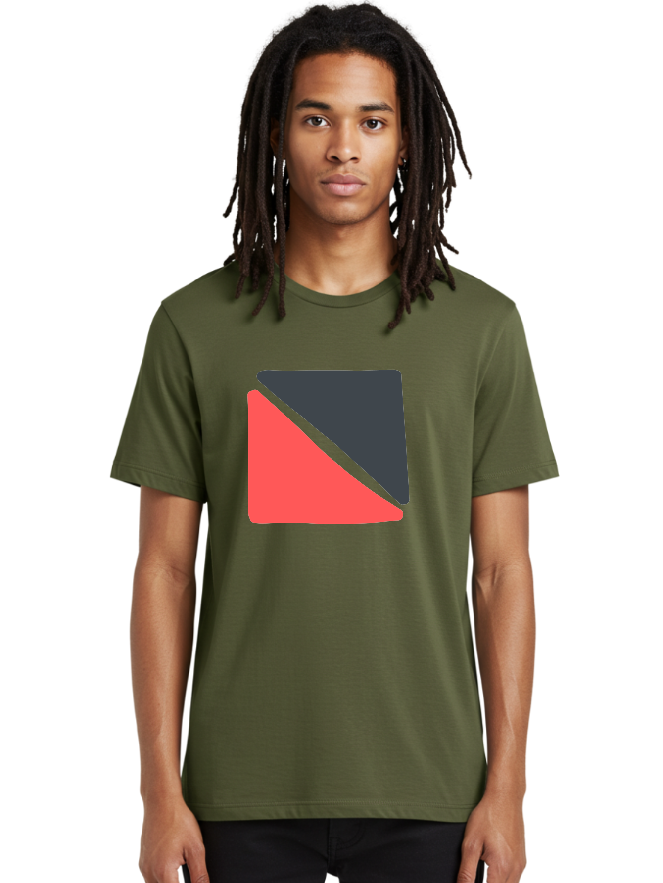 Red-Black-Square Men'S Graphic Tee, 100% Cotton, Comfortable Casual Summer Wear, Machine Washable, Abstract Geometric Shape, Red And Black Trapezoid, Modern Design Elements, Graphic Design Inspiration, Bold Color Combination, Minimalist Art Aab780
