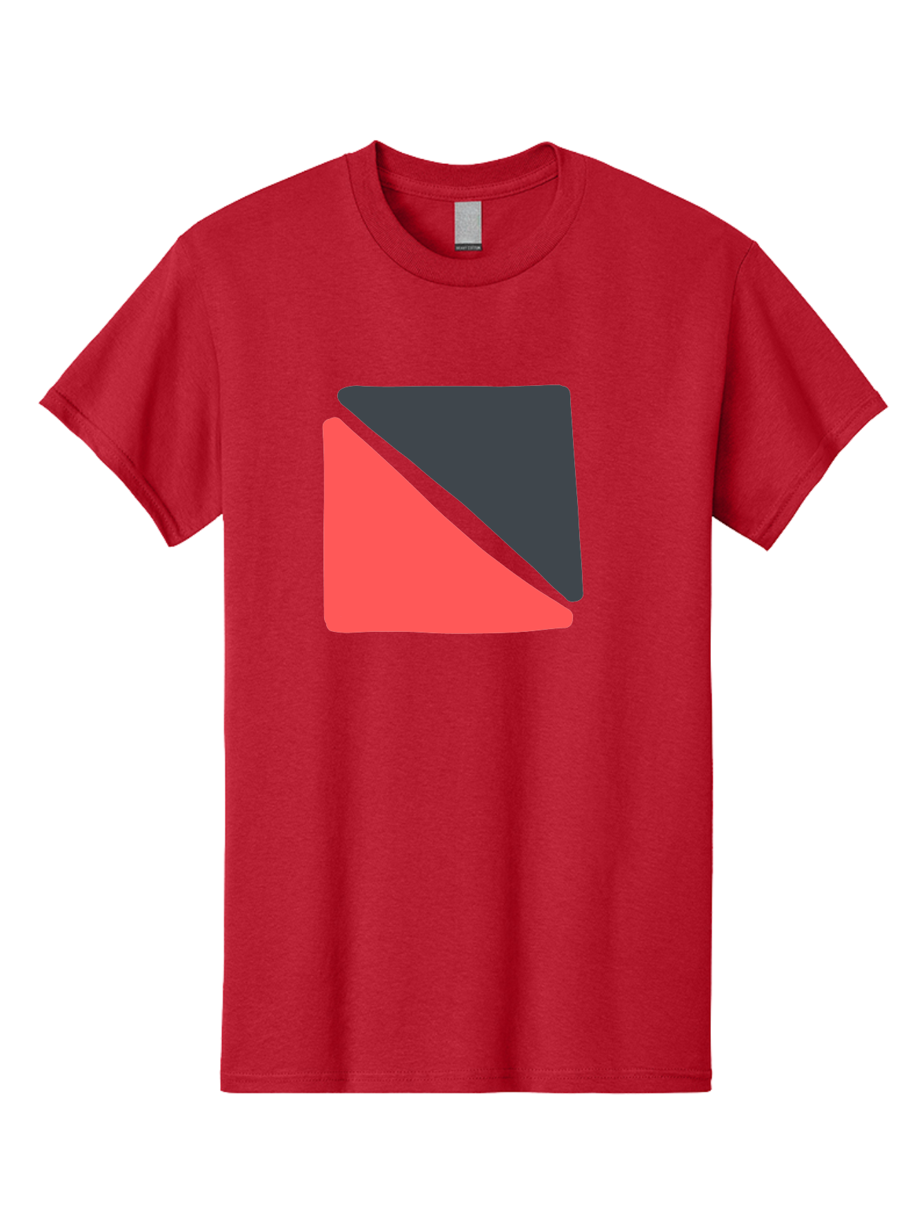 Red-Black-Square Men'S Graphic Tee, 100% Cotton, Comfortable Casual Summer Wear, Machine Washable, Abstract Geometric Shape, Red And Black Trapezoid, Modern Design Elements, Graphic Design Inspiration, Bold Color Combination, Minimalist Art Aab780