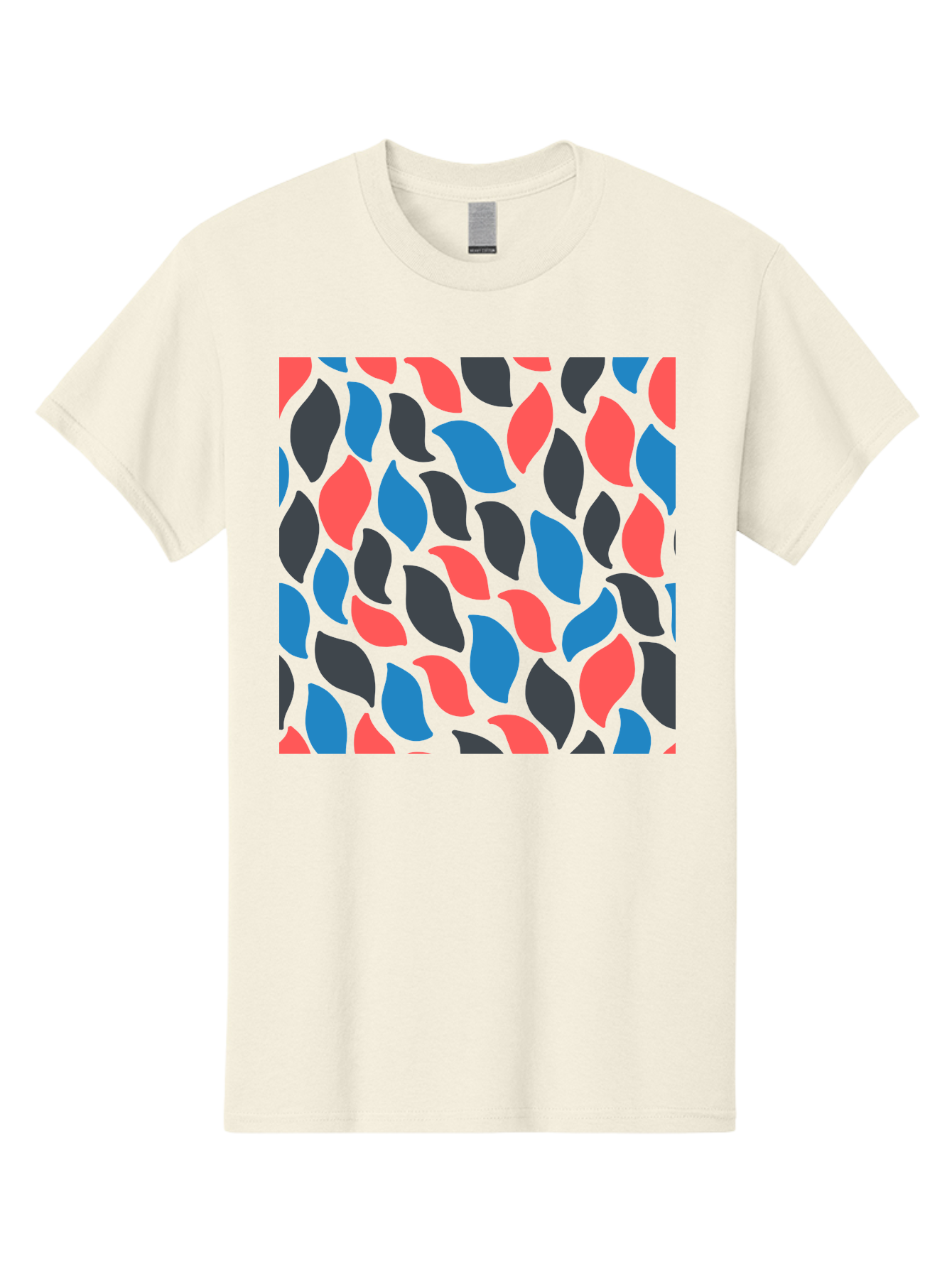 Red-Blue-Black-Leaves Men'S Graphic Tee, 100% Cotton, Comfortable Casual Summer Wear, Machine Washable, Colorful Leaf Pattern, Abstract Design, Red Blue Black Leaves, Vibrant Colors, Modern Art, Leaf Motif, Graphic Design, Creative Pattern, Aab781