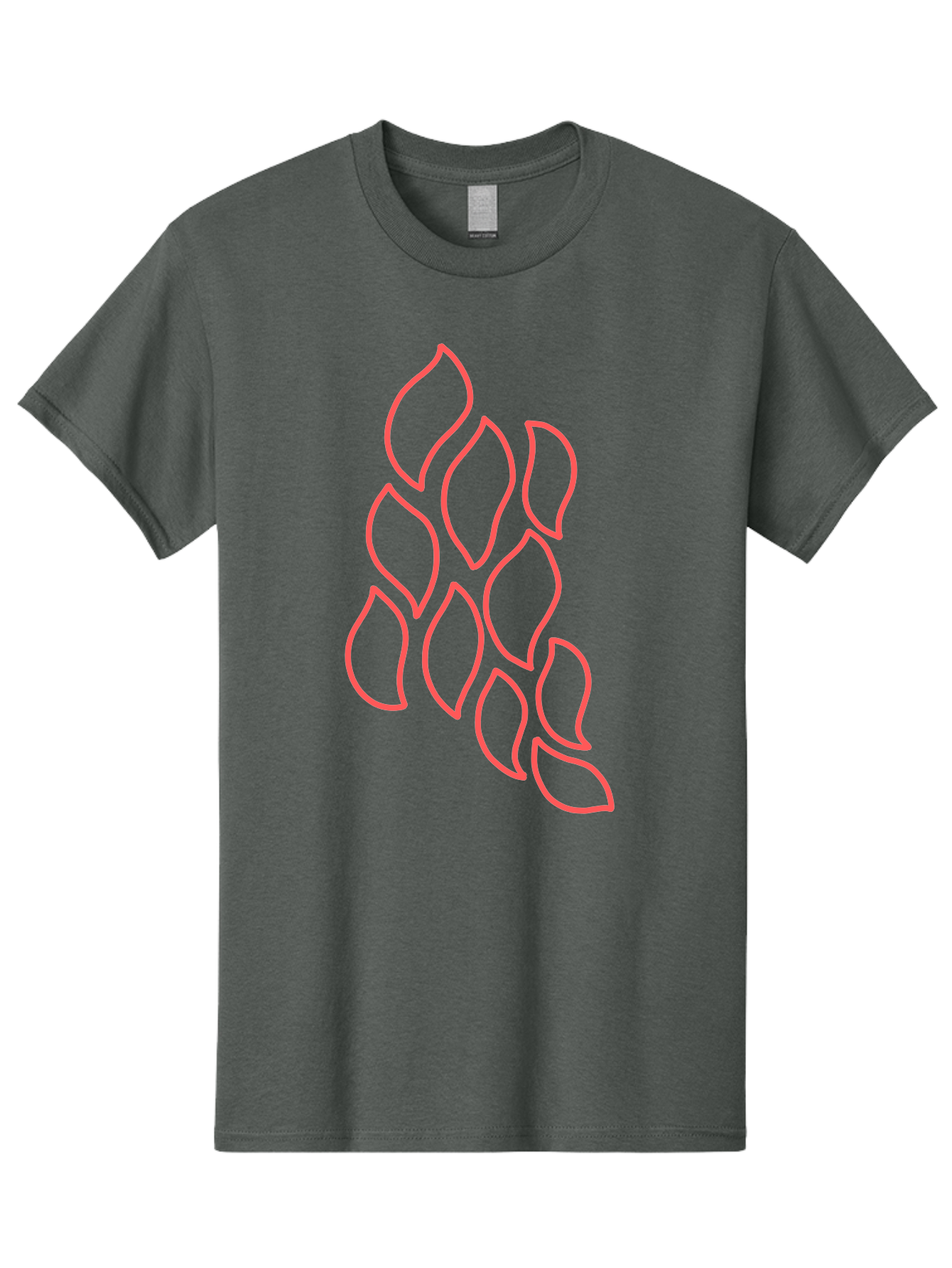 Red-Grapes Men'S Graphic Tee, 100% Cotton, Comfortable Casual Summer Wear, Machine Washable, Pink Leaves, Leafy Branch, Minimalist Design, Simple Shapes, Floral Element, Whimsical Art, Digital Illustration, Modern Graphics Aab787