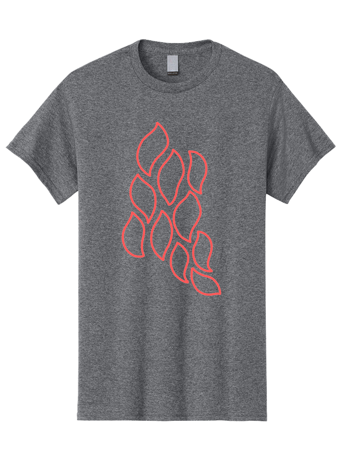 Red-Grapes Men'S Graphic Tee, 100% Cotton, Comfortable Casual Summer Wear, Machine Washable, Pink Leaves, Leafy Branch, Minimalist Design, Simple Shapes, Floral Element, Whimsical Art, Digital Illustration, Modern Graphics Aab787