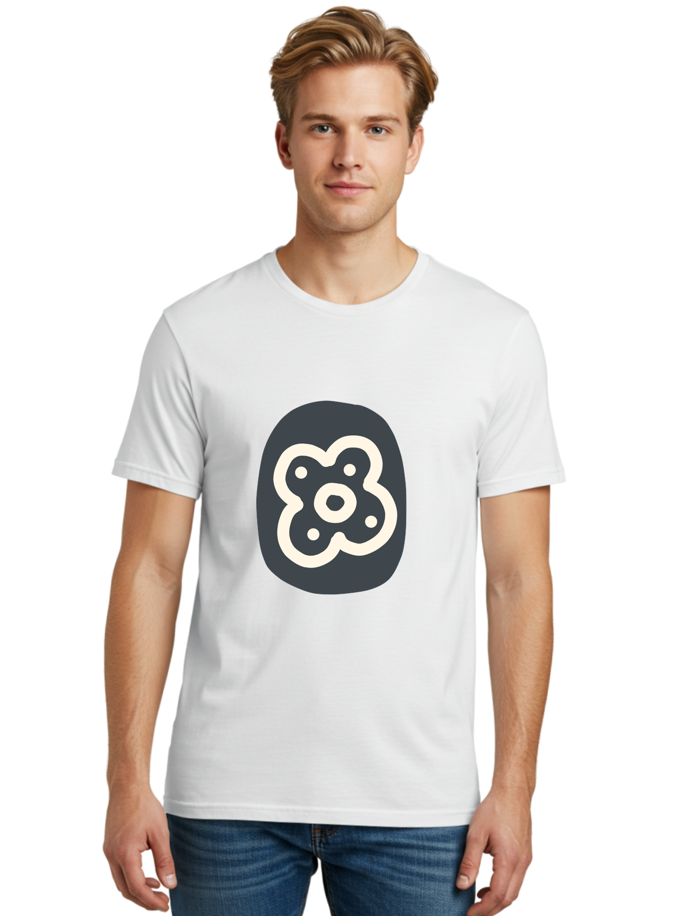 Rounded-Square-Logo Men'S Graphic Tee, 100% Cotton, Comfortable Casual Summer Wear, Machine Washable, Paw Print, Dog Paw, Pet Care, Animal Tracking, Pet Grooming, Pet Accessories, Pet Love Aab791