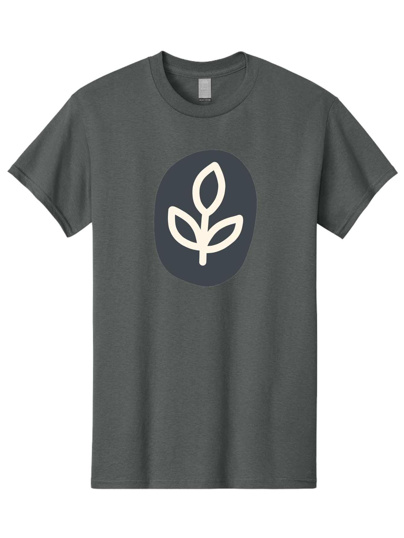 Sprouting-Seedling Men'S Graphic Tee, 100% Cotton, Comfortable Casual Summer Wear, Machine Washable, Simple Icon, Plant Symbol, Eco-Friendly Design, Minimalistic Style, Seedling Graphic, Nature-Inspired, White Plant On Dark Gray, Aab792
