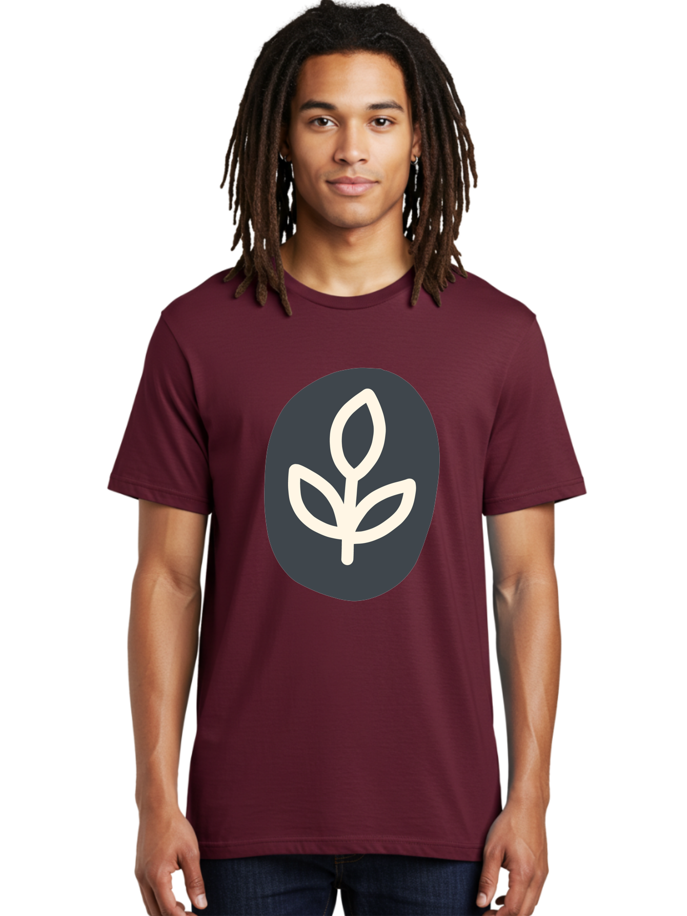 Sprouting-Seedling Men'S Graphic Tee, 100% Cotton, Comfortable Casual Summer Wear, Machine Washable, Simple Icon, Plant Symbol, Eco-Friendly Design, Minimalistic Style, Seedling Graphic, Nature-Inspired, White Plant On Dark Gray, Aab792