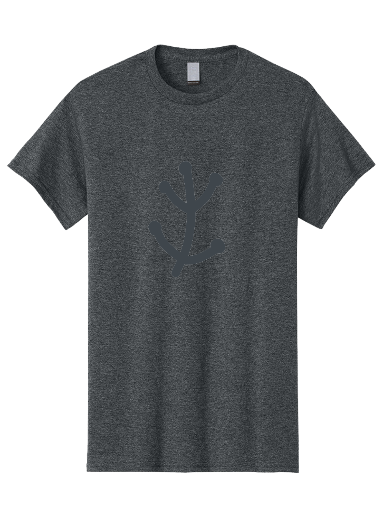 Stylized-Branch Men'S Graphic Tee, 100% Cotton, Comfortable Casual Summer Wear, Machine Washable, Stylized Trident Symbol, Dark Gray Icon, Minimalist Design, Abstract Shape, Futuristic Logo, Simple Graphics, Monochrome Icon, Symbolic Imagery, Aab794