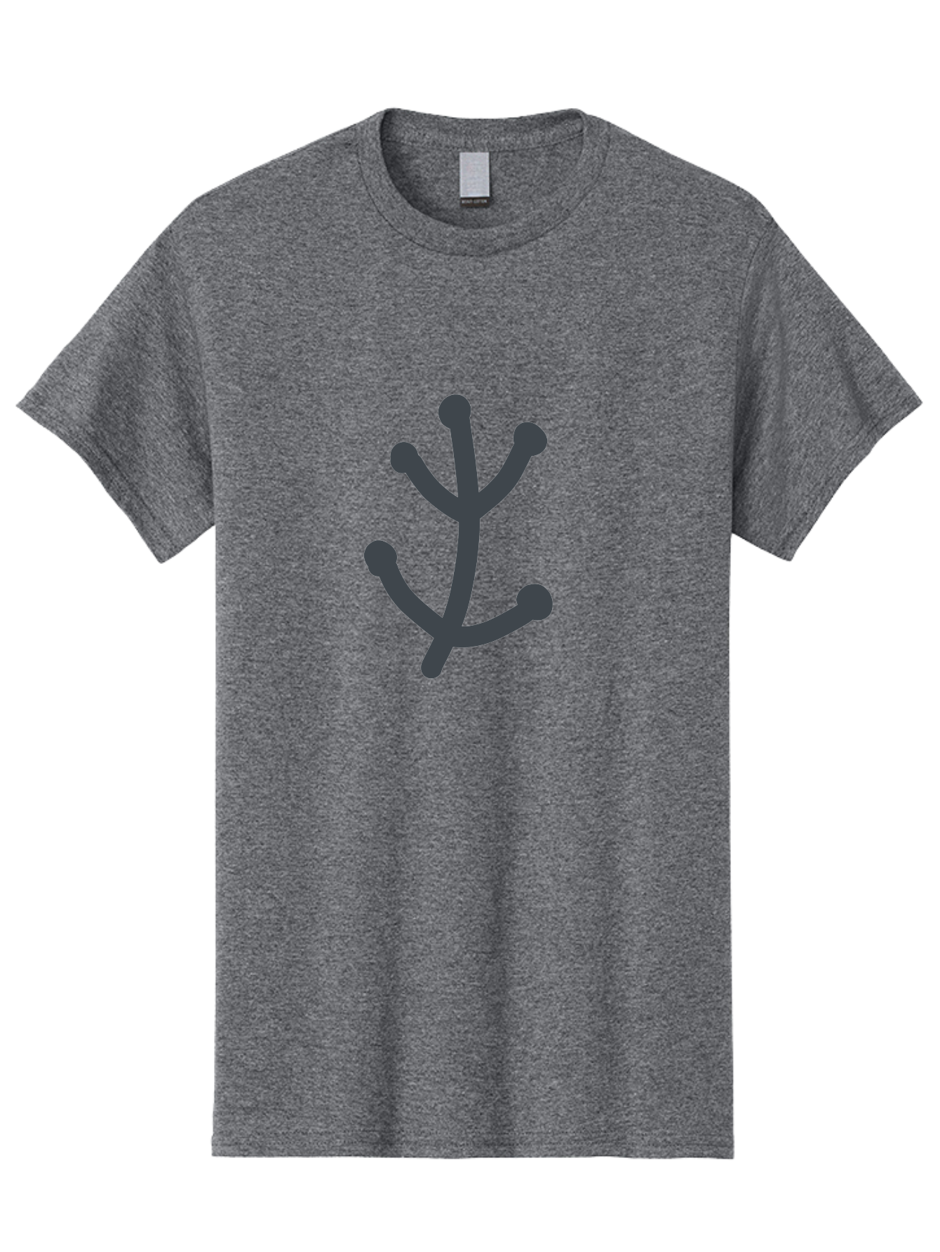 Stylized-Branch Men'S Graphic Tee, 100% Cotton, Comfortable Casual Summer Wear, Machine Washable, Stylized Trident Symbol, Dark Gray Icon, Minimalist Design, Abstract Shape, Futuristic Logo, Simple Graphics, Monochrome Icon, Symbolic Imagery, Aab794