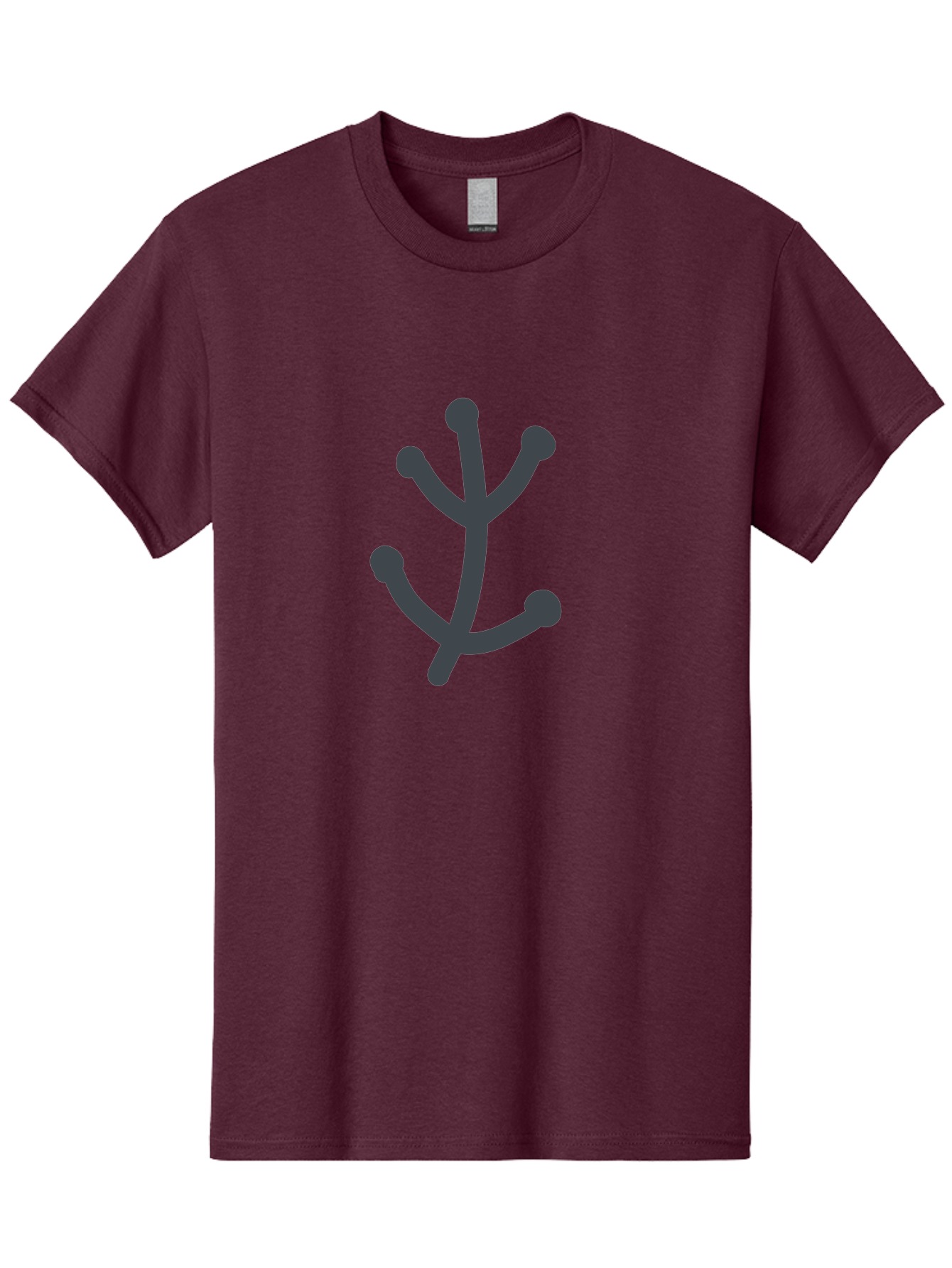 Stylized-Branch Men'S Graphic Tee, 100% Cotton, Comfortable Casual Summer Wear, Machine Washable, Stylized Trident Symbol, Dark Gray Icon, Minimalist Design, Abstract Shape, Futuristic Logo, Simple Graphics, Monochrome Icon, Symbolic Imagery, Aab794