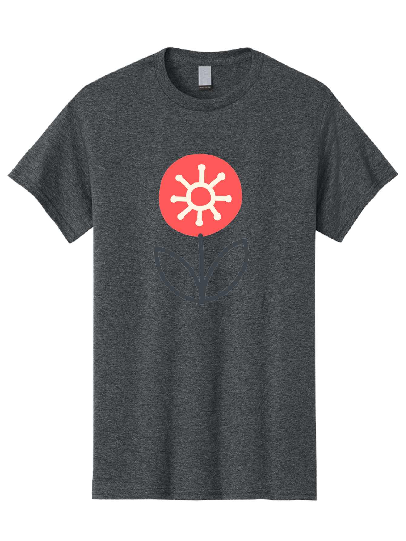 Sunflower-Icon Men'S Graphic Tee, 100% Cotton, Comfortable Casual Summer Wear, Machine Washable, Stylized Sunflower, Simple Flower Design, Abstract Sun Symbol, Red And White Colors, Minimalist Logo, Floral Icon, Modern Graphic Aab797