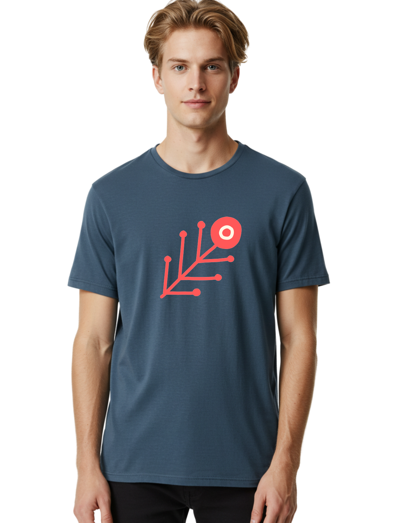 Target-Logo Men'S Graphic Tee, 100% Cotton, Comfortable Casual Summer Wear, Machine Washable, Red Lines, Branching Pattern, Geometric Shape, Modern Design, Abstract Art, Futuristic Style, Minimalist Graphic Aab802