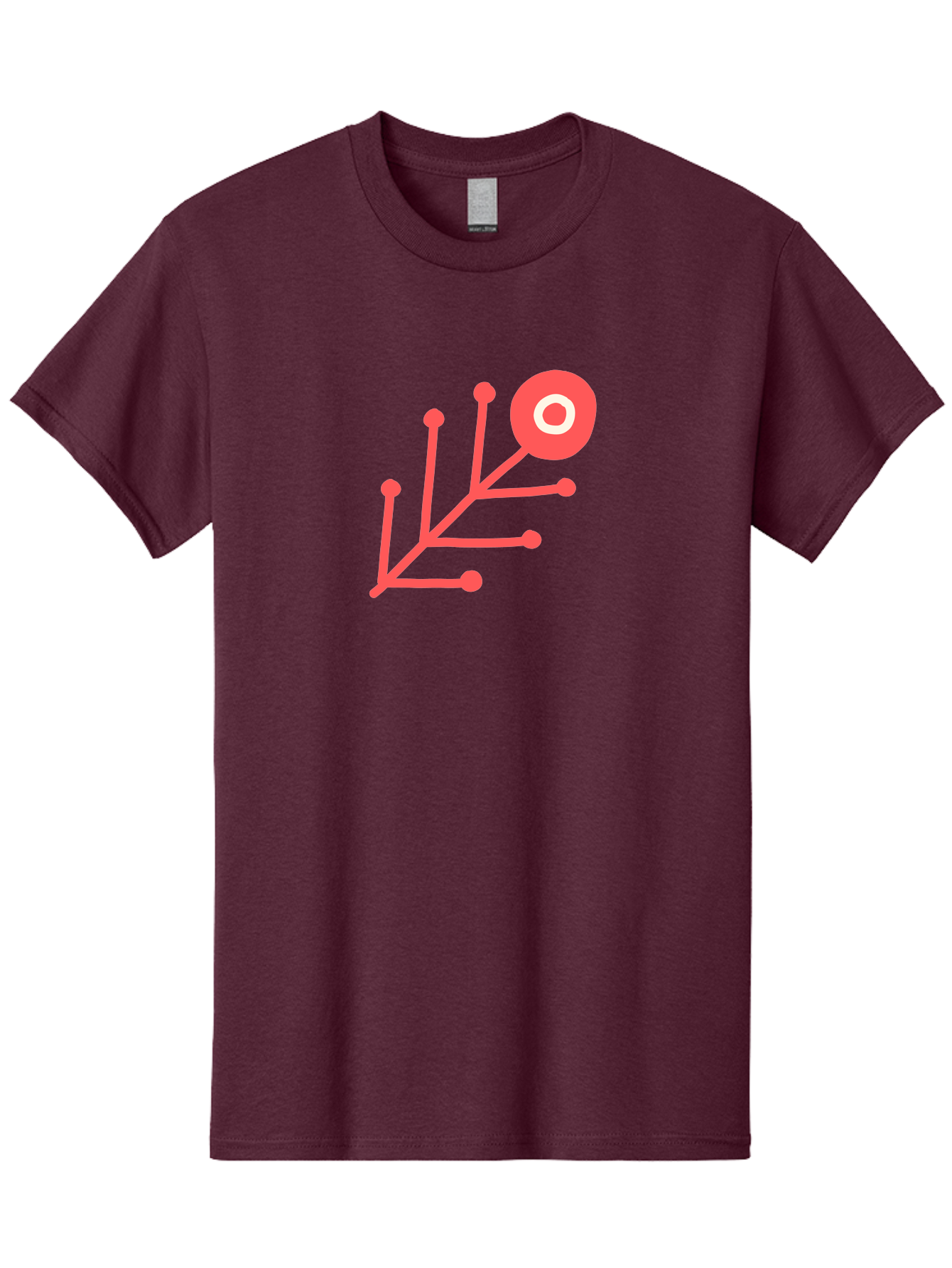 Target-Logo Men'S Graphic Tee, 100% Cotton, Comfortable Casual Summer Wear, Machine Washable, Red Lines, Branching Pattern, Geometric Shape, Modern Design, Abstract Art, Futuristic Style, Minimalist Graphic Aab802