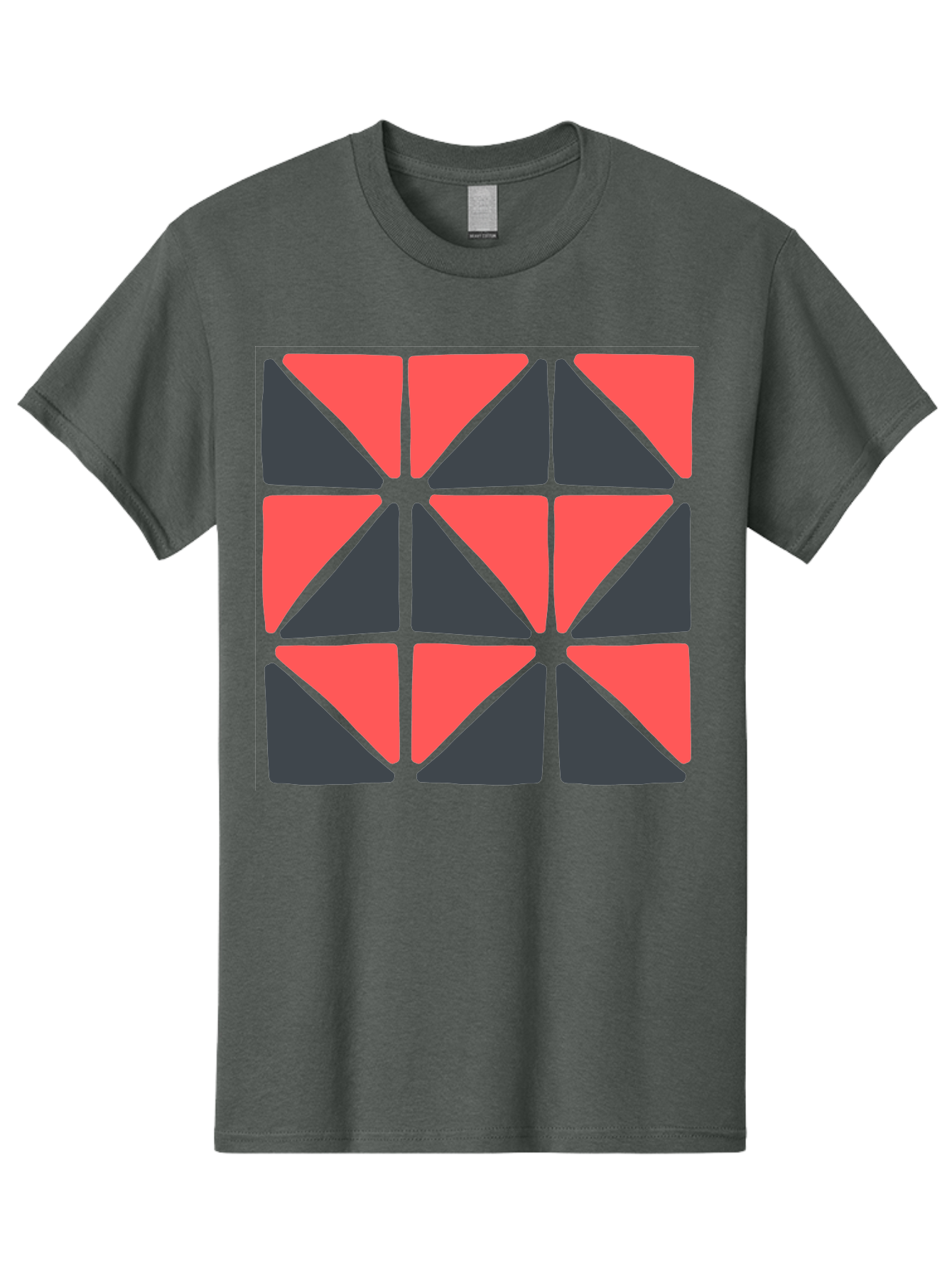 Triangles-Pattern Men'S Graphic Tee, 100% Cotton, Comfortable Casual Summer Wear, Machine Washable, Geometric Pattern, Pink And Gray Triangles, Modern Design, Abstract Art, Symmetrical Shapes, Graphic Elements, Digital Design Aab806