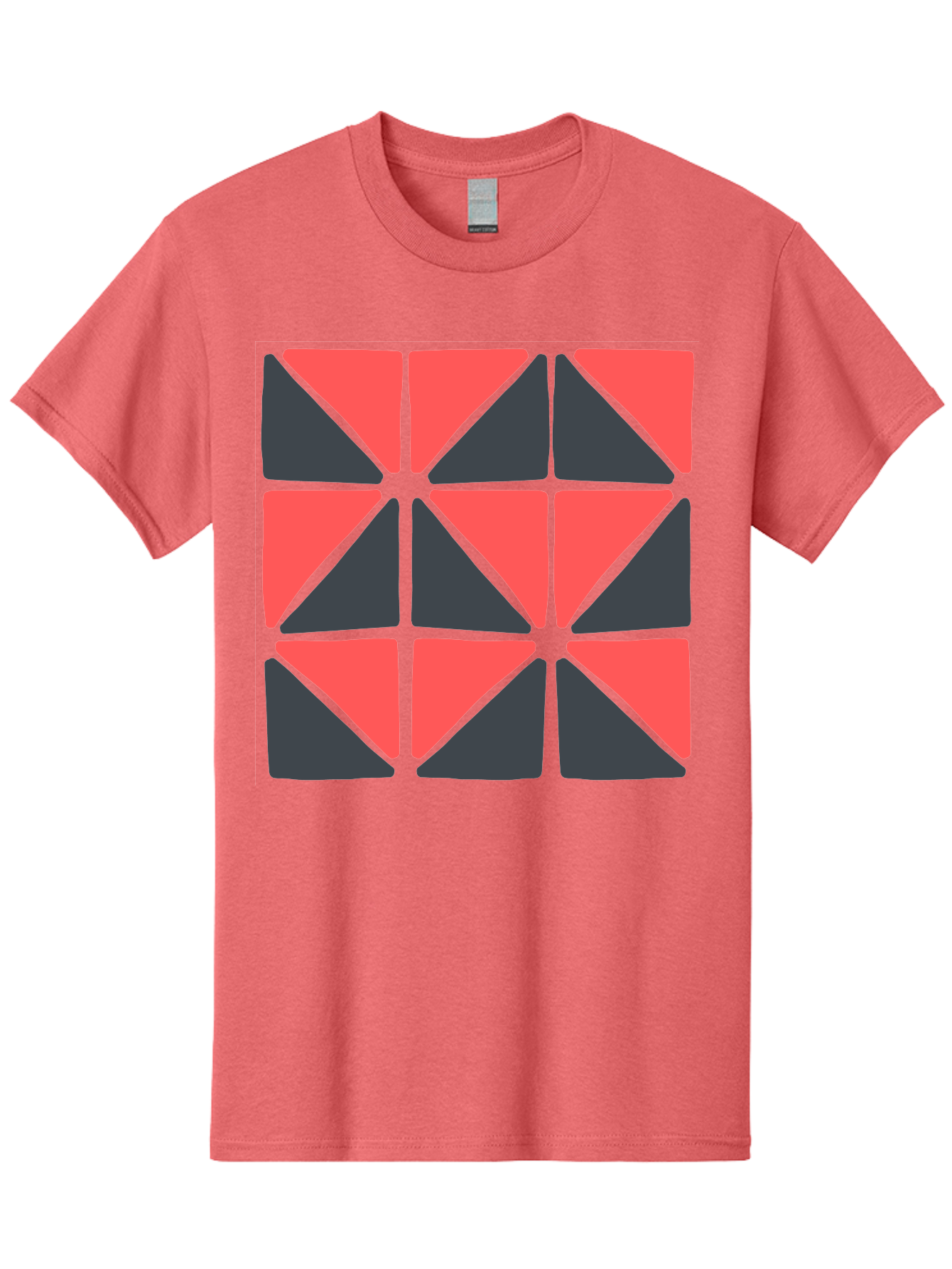 Triangles-Pattern Men'S Graphic Tee, 100% Cotton, Comfortable Casual Summer Wear, Machine Washable, Geometric Pattern, Pink And Gray Triangles, Modern Design, Abstract Art, Symmetrical Shapes, Graphic Elements, Digital Design Aab806