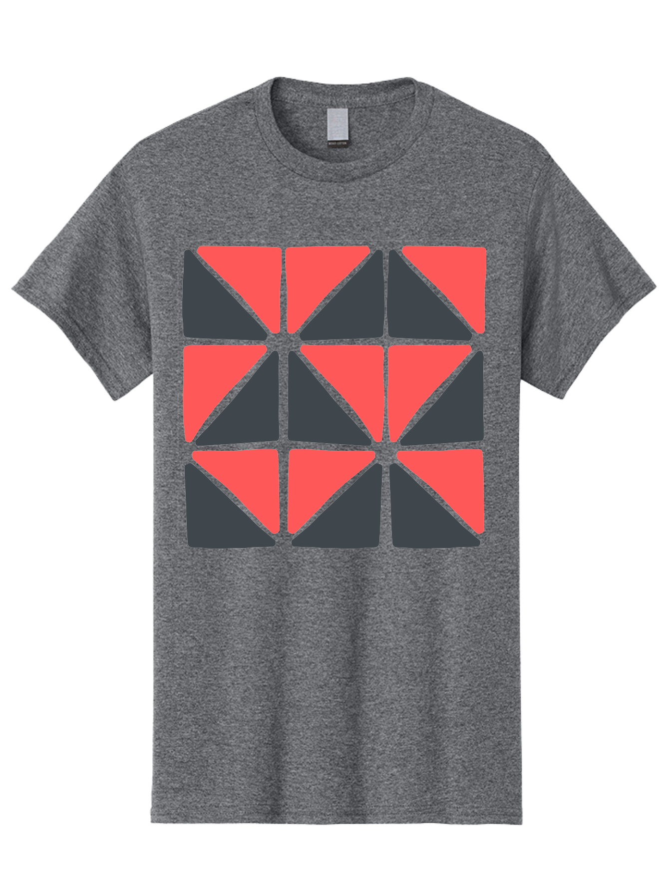 Triangles-Pattern Men'S Graphic Tee, 100% Cotton, Comfortable Casual Summer Wear, Machine Washable, Geometric Pattern, Pink And Gray Triangles, Modern Design, Abstract Art, Symmetrical Shapes, Graphic Elements, Digital Design Aab806