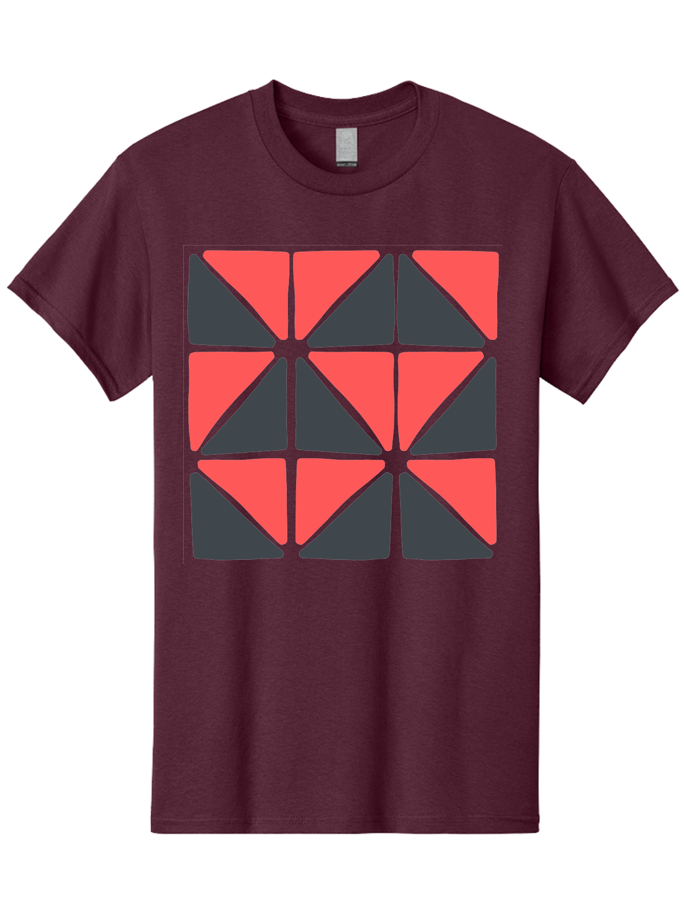 Triangles-Pattern Men'S Graphic Tee, 100% Cotton, Comfortable Casual Summer Wear, Machine Washable, Geometric Pattern, Pink And Gray Triangles, Modern Design, Abstract Art, Symmetrical Shapes, Graphic Elements, Digital Design Aab806