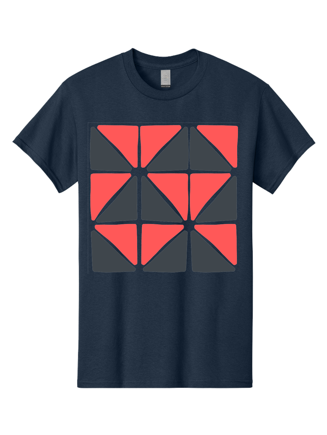Triangles-Pattern Men'S Graphic Tee, 100% Cotton, Comfortable Casual Summer Wear, Machine Washable, Geometric Pattern, Pink And Gray Triangles, Modern Design, Abstract Art, Symmetrical Shapes, Graphic Elements, Digital Design Aab806