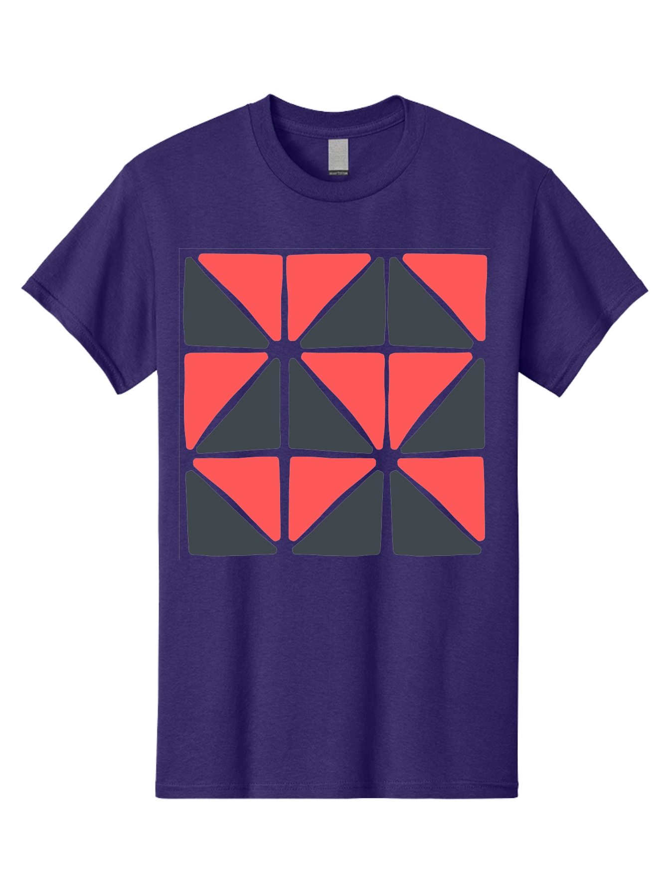 Triangles-Pattern Men'S Graphic Tee, 100% Cotton, Comfortable Casual Summer Wear, Machine Washable, Geometric Pattern, Pink And Gray Triangles, Modern Design, Abstract Art, Symmetrical Shapes, Graphic Elements, Digital Design Aab806