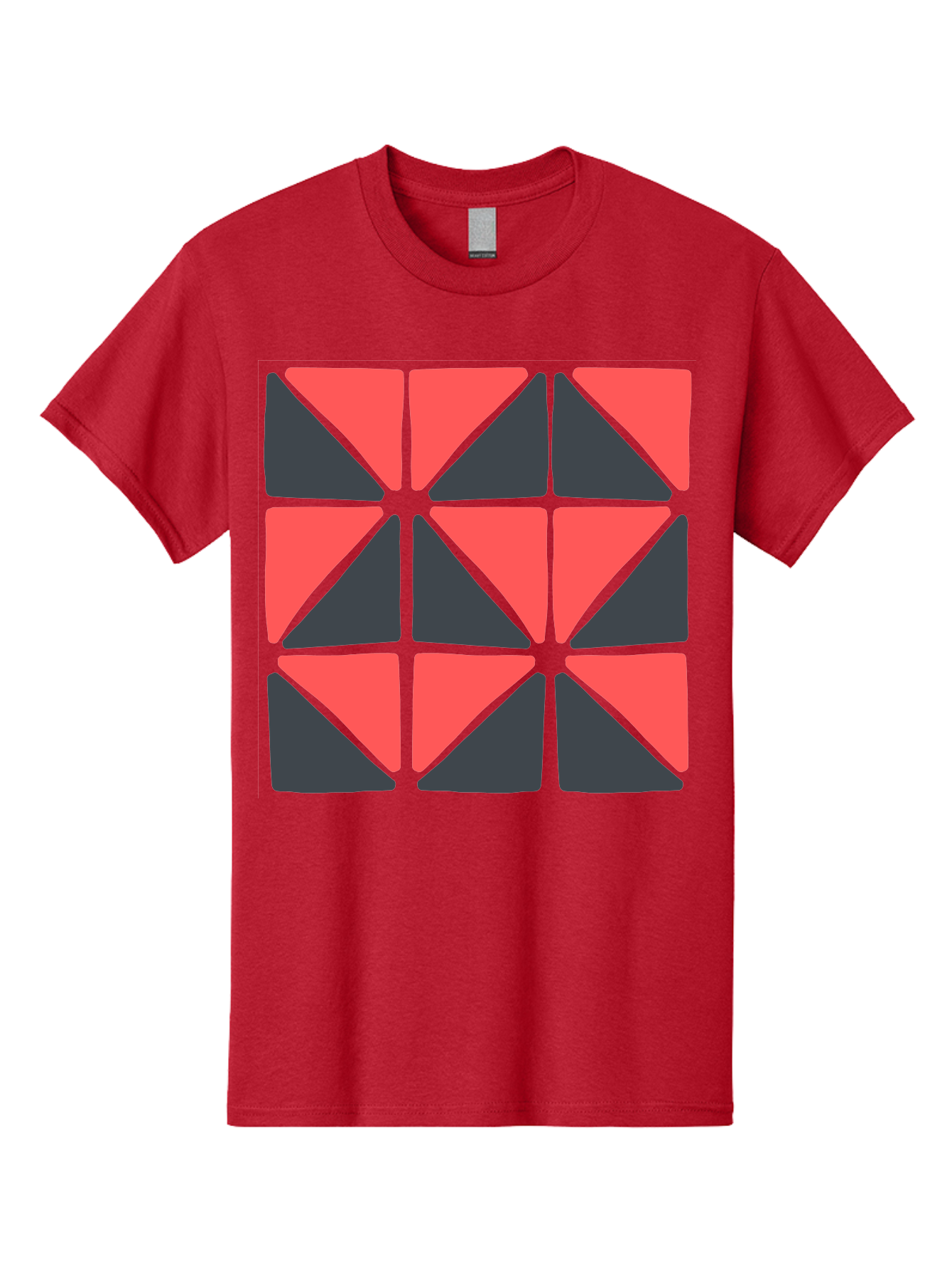 Triangles-Pattern Men'S Graphic Tee, 100% Cotton, Comfortable Casual Summer Wear, Machine Washable, Geometric Pattern, Pink And Gray Triangles, Modern Design, Abstract Art, Symmetrical Shapes, Graphic Elements, Digital Design Aab806