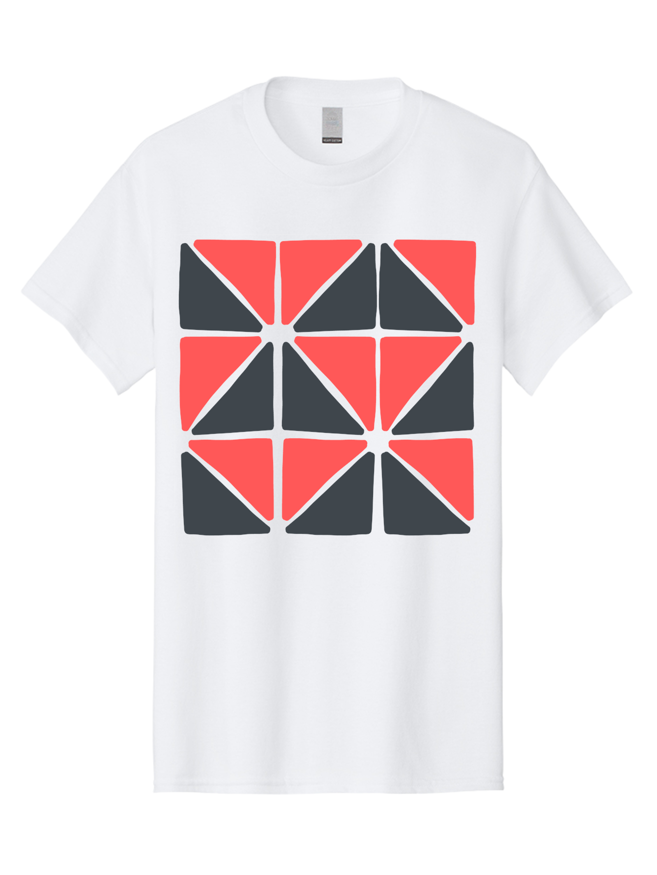Triangles-Pattern Men'S Graphic Tee, 100% Cotton, Comfortable Casual Summer Wear, Machine Washable, Geometric Pattern, Pink And Gray Triangles, Modern Design, Abstract Art, Symmetrical Shapes, Graphic Elements, Digital Design Aab806