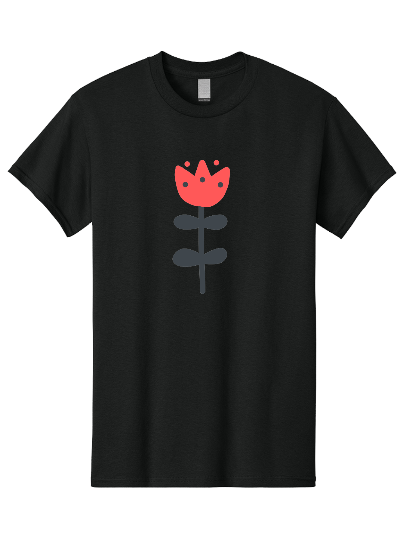 Tulip-1 Men'S Graphic Tee, 100% Cotton, Comfortable Casual Summer Wear, Machine Washable, Stylized Tulip, Cartoon Flower, Simple Design, Minimalist Art, Floral Illustration, Red Petals, Black Leaves, Cute Graphics, Modern Iconography, Aab808