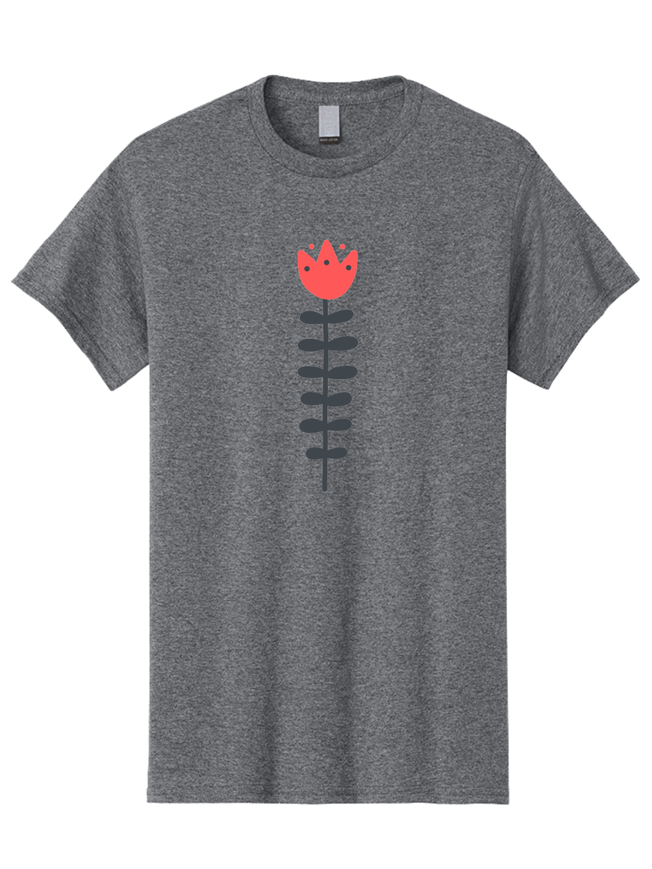 Tulip-Illustration Men'S Graphic Tee, 100% Cotton, Comfortable Casual Summer Wear, Machine Washable, Stylized Tulip, Minimalist Design, Simple Shapes, Red Tulip, Purple Leaves, Modern Art, Floral Motif, Artistic Expression, Creative Design Aab809