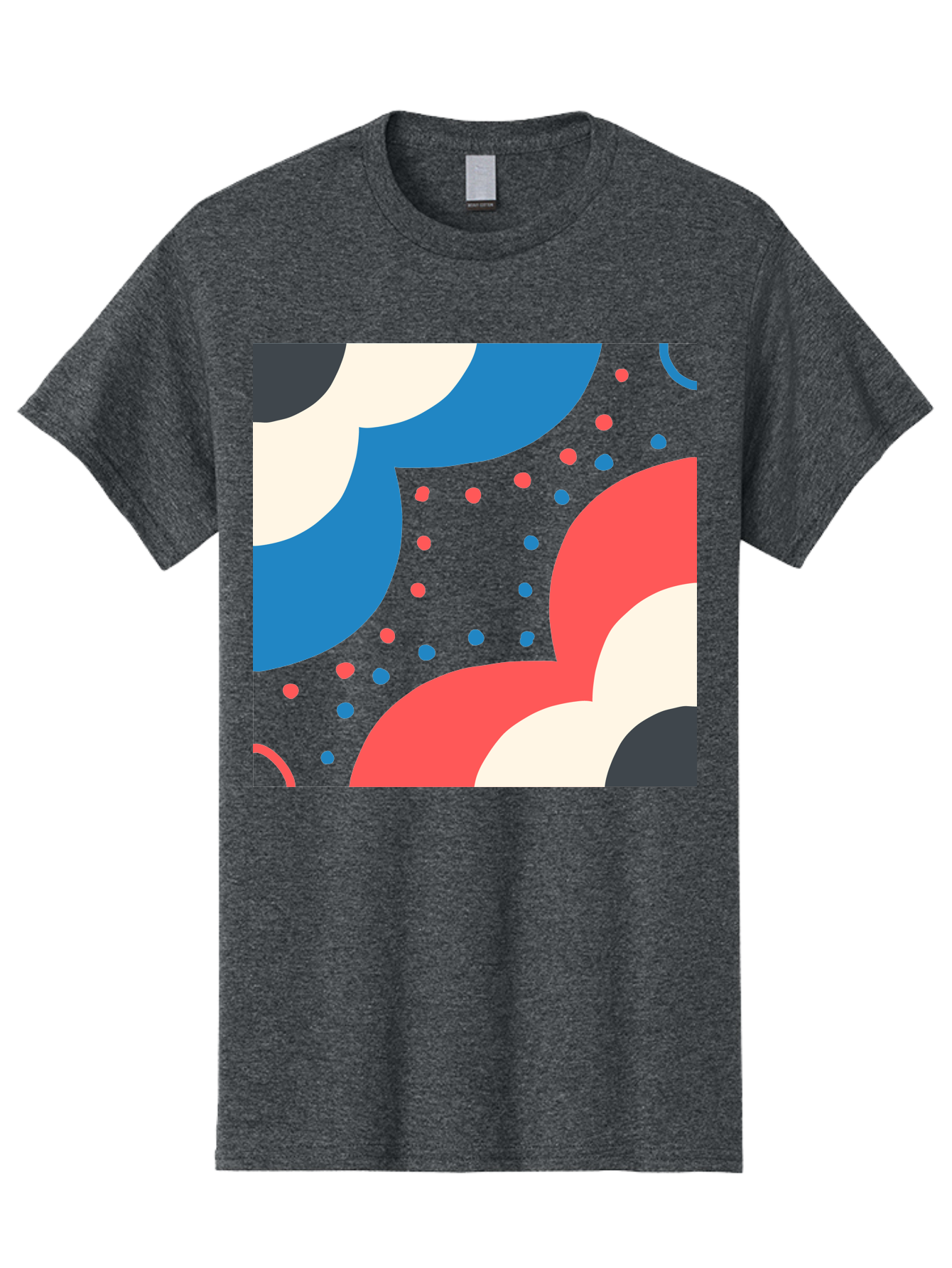 Vibrant-Dots-Pattern Men'S Graphic Tee, 100% Cotton, Comfortable Casual Summer Wear, Machine Washable, Colorful Abstract Pattern, Vibrant Shapes, Blue, Red, Pink, White, Black, Geometric Design, Playful Artwork, Modern Graphic, Trendy Colors, Aab815