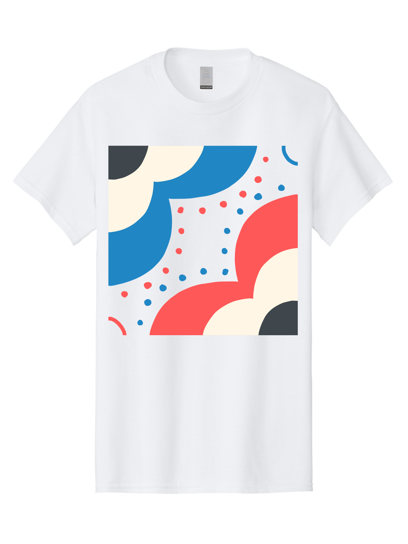 Vibrant-Dots-Pattern Men'S Graphic Tee, 100% Cotton, Comfortable Casual Summer Wear, Machine Washable, Colorful Abstract Pattern, Vibrant Shapes, Blue, Red, Pink, White, Black, Geometric Design, Playful Artwork, Modern Graphic, Trendy Colors, Aab815