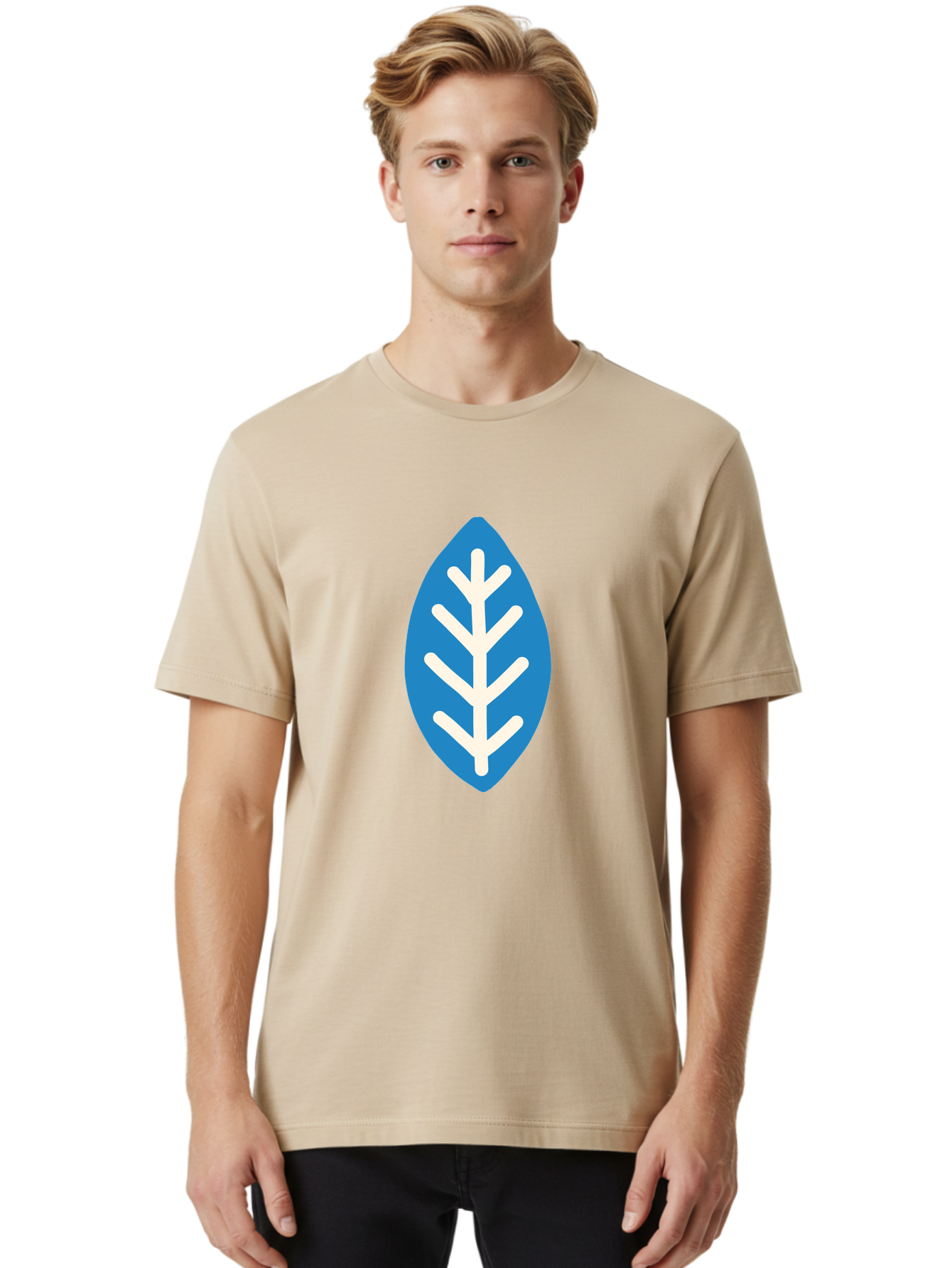 White-Leaf Men'S Graphic Tee, 100% Cotton, Comfortable Casual Summer Wear, Machine Washable, White Branch, Leaf Symbol, Nature Icon, Simple Design, Minimalistic Art, Eco-Friendly Logo, Stylized Leaf Aab817