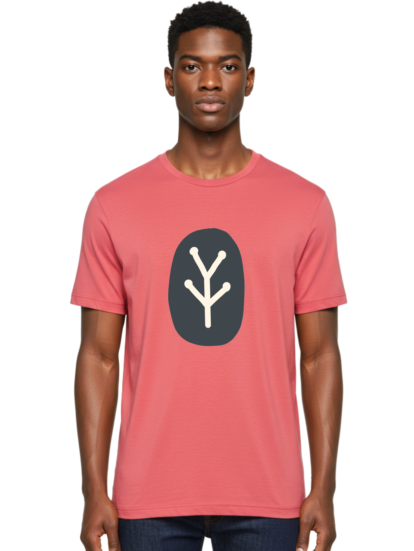 Y-Symbol Men'S Graphic Tee, 100% Cotton, Comfortable Casual Summer Wear, Machine Washable, White Y Symbol, Minimalist Design, Simple Icon, Abstract Logo, Stylized Letter, Modern Graphic Aab818