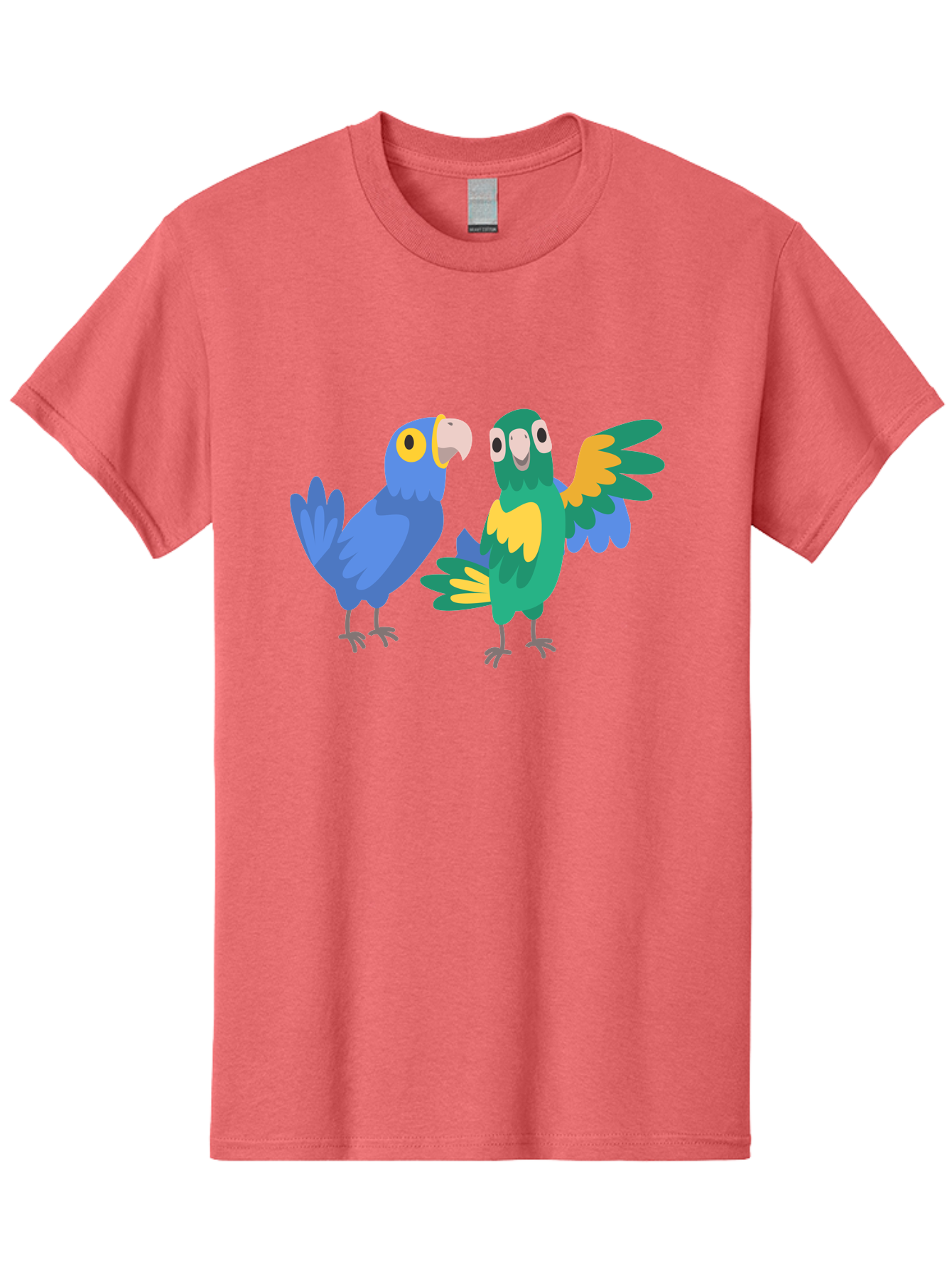 Blue-And-Green-Parrot Men'S Graphic Tee, 100% Cotton, Comfortable Casual Summer Wear, Machine Washable, Cartoon Parrots, Colorful Birds, Blue Parrot, Green Parrot, Yellow Accents, Bird Illustration, Vibrant Feathers, Talking Birds, Aab820