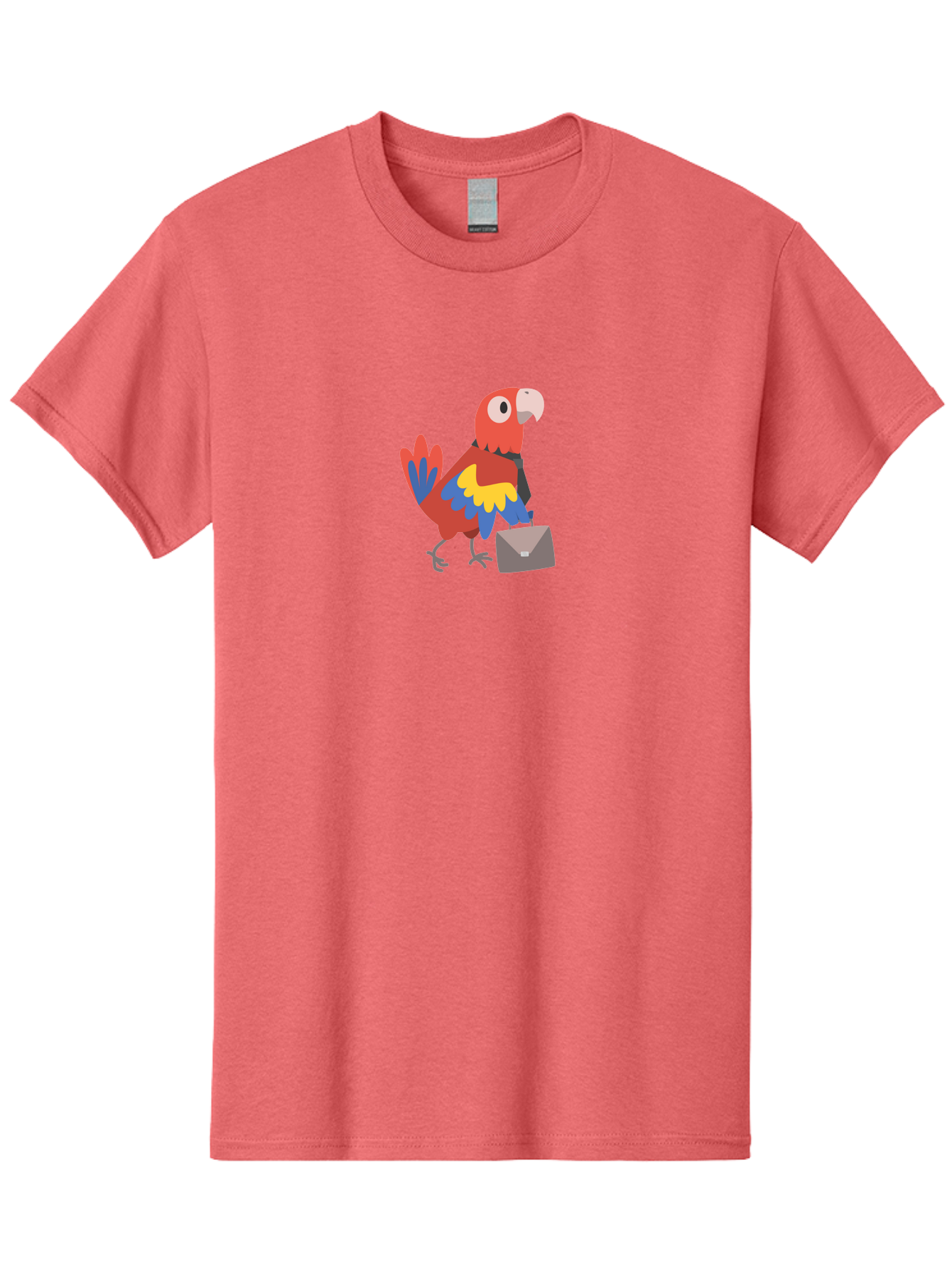 Business-Parrot Men'S Graphic Tee, 100% Cotton, Comfortable Casual Summer Wear, Machine Washable, Cartoon Parrot, Colorful Bird, Briefcase, Business Attire, Office Worker, Tropical Twist, Modern Illustration, Professional Bird, Aab821