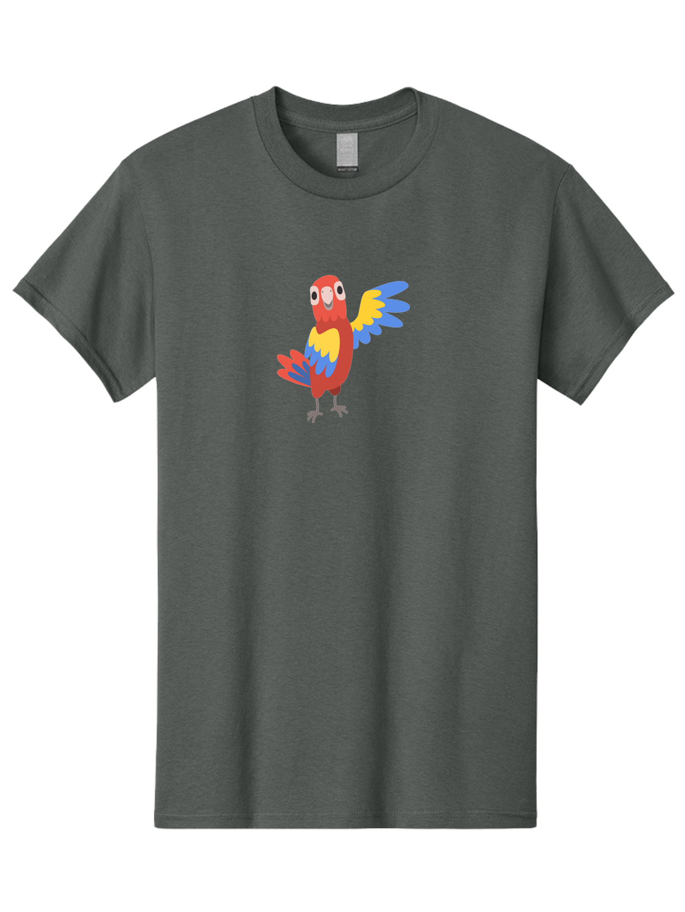 Colorful-Macaw Men'S Graphic Tee, 100% Cotton, Comfortable Casual Summer Wear, Machine Washable, Cartoon Parrot, Colorful Bird, Red, Yellow, Blue Feathers, Vibrant Plumage, Playful Design, Simple Illustration, Cartoon Character Aab823