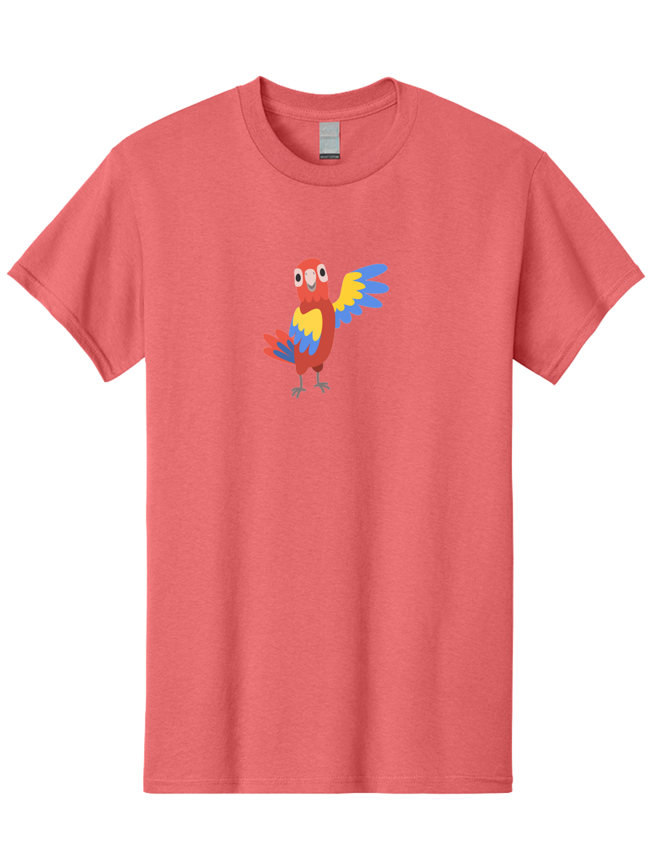 Colorful-Macaw Men'S Graphic Tee, 100% Cotton, Comfortable Casual Summer Wear, Machine Washable, Cartoon Parrot, Colorful Bird, Red, Yellow, Blue Feathers, Vibrant Plumage, Playful Design, Simple Illustration, Cartoon Character Aab823