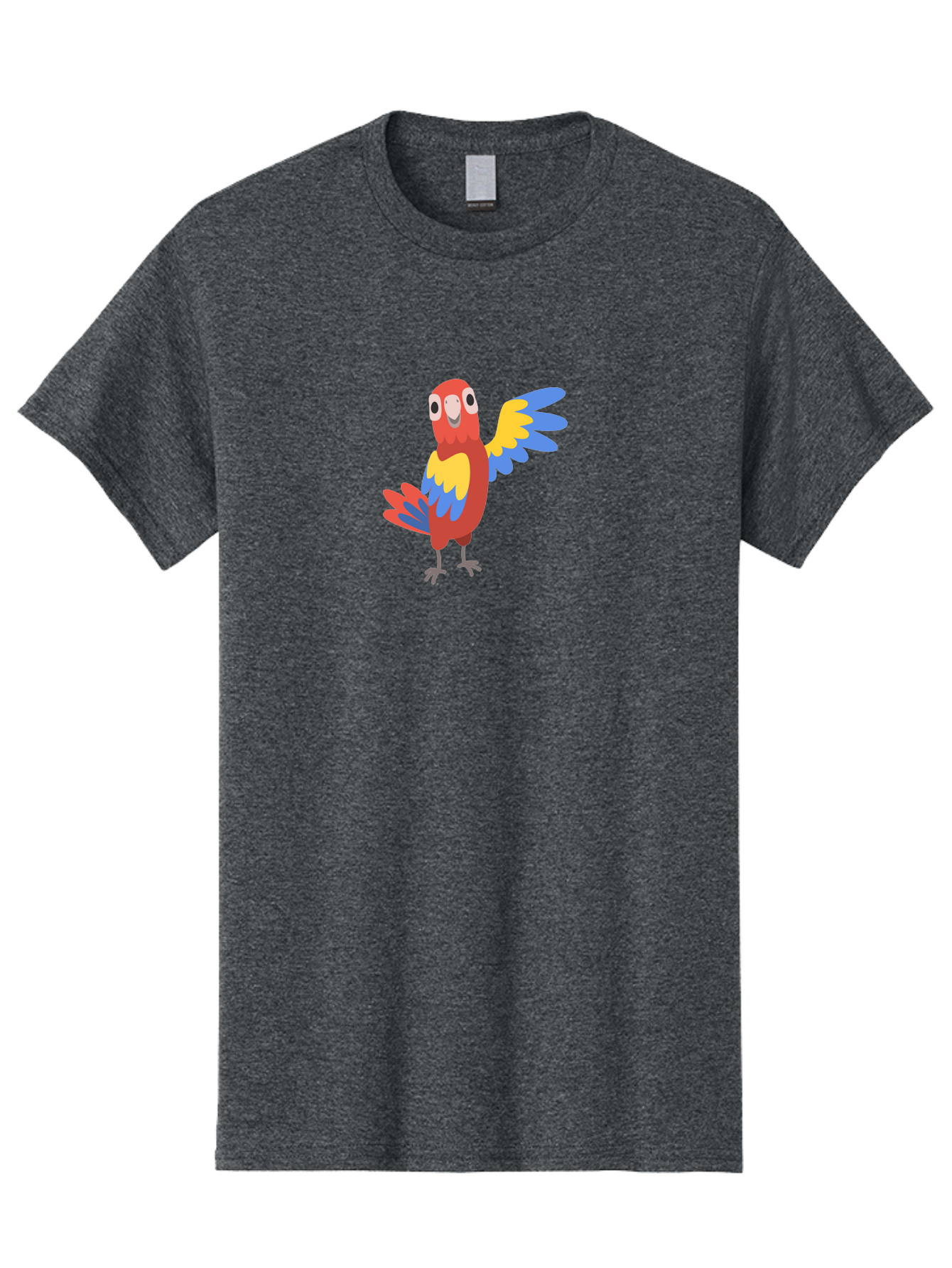Colorful-Macaw Men'S Graphic Tee, 100% Cotton, Comfortable Casual Summer Wear, Machine Washable, Cartoon Parrot, Colorful Bird, Red, Yellow, Blue Feathers, Vibrant Plumage, Playful Design, Simple Illustration, Cartoon Character Aab823