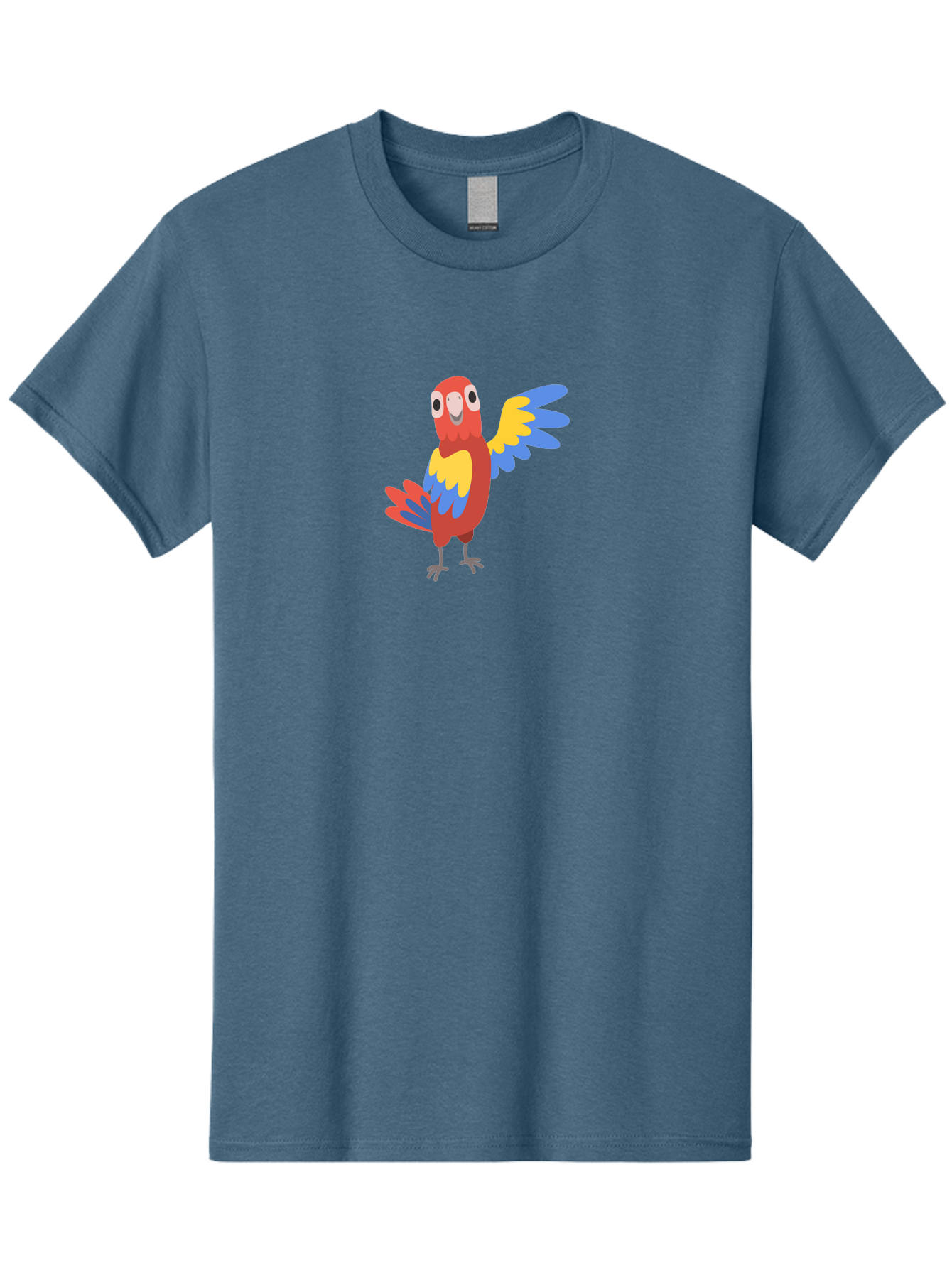 Colorful-Macaw Men'S Graphic Tee, 100% Cotton, Comfortable Casual Summer Wear, Machine Washable, Cartoon Parrot, Colorful Bird, Red, Yellow, Blue Feathers, Vibrant Plumage, Playful Design, Simple Illustration, Cartoon Character Aab823