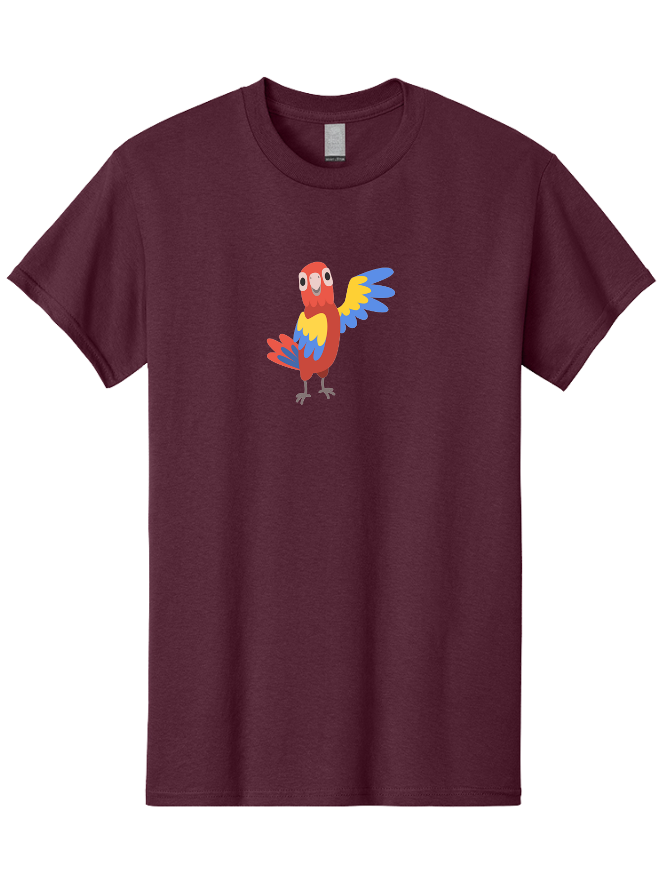 Colorful-Macaw Men'S Graphic Tee, 100% Cotton, Comfortable Casual Summer Wear, Machine Washable, Cartoon Parrot, Colorful Bird, Red, Yellow, Blue Feathers, Vibrant Plumage, Playful Design, Simple Illustration, Cartoon Character Aab823
