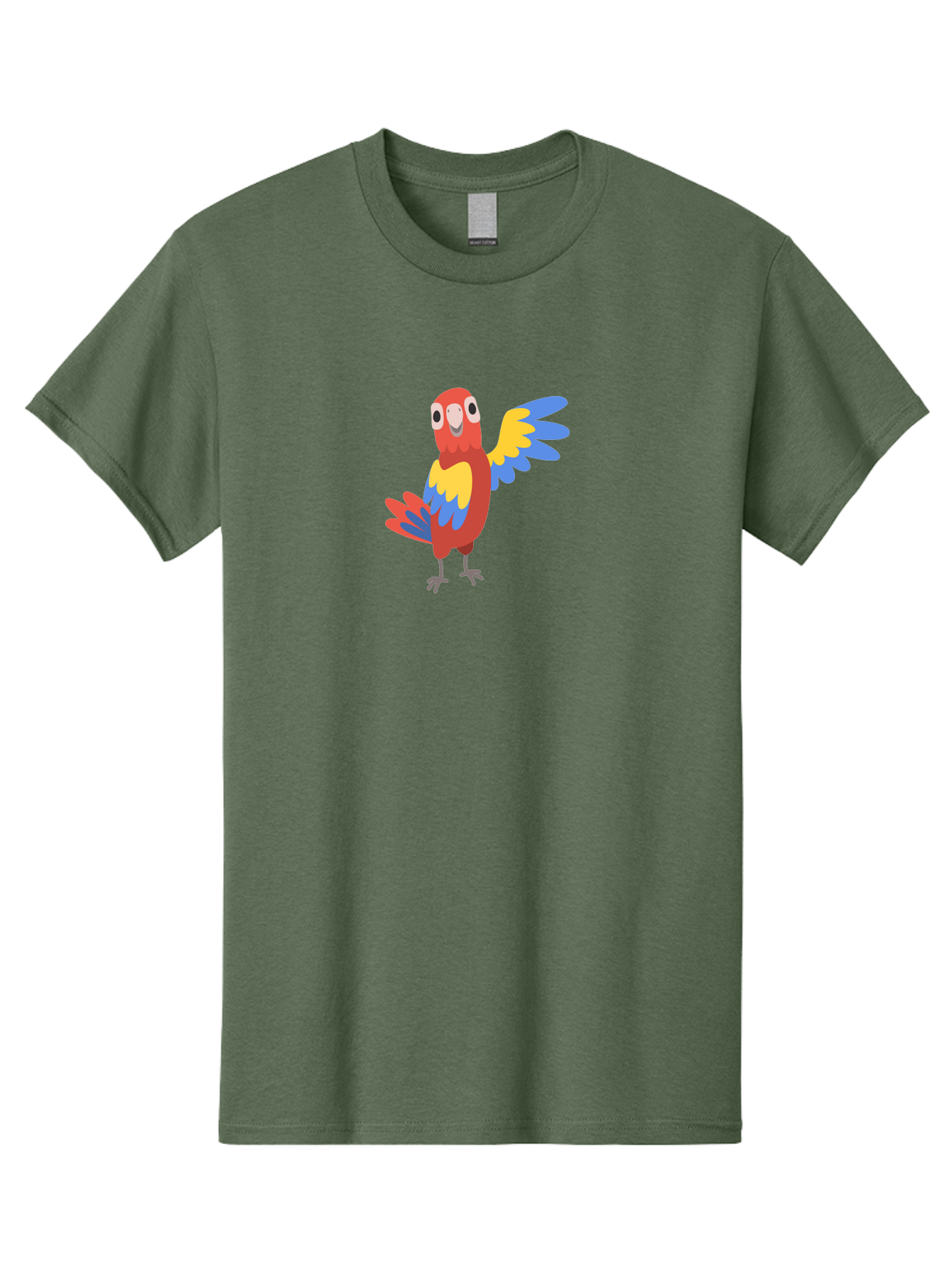 Colorful-Macaw Men'S Graphic Tee, 100% Cotton, Comfortable Casual Summer Wear, Machine Washable, Cartoon Parrot, Colorful Bird, Red, Yellow, Blue Feathers, Vibrant Plumage, Playful Design, Simple Illustration, Cartoon Character Aab823