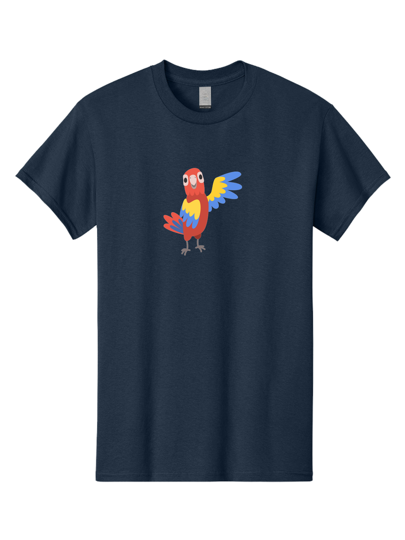 Colorful-Macaw Men'S Graphic Tee, 100% Cotton, Comfortable Casual Summer Wear, Machine Washable, Cartoon Parrot, Colorful Bird, Red, Yellow, Blue Feathers, Vibrant Plumage, Playful Design, Simple Illustration, Cartoon Character Aab823