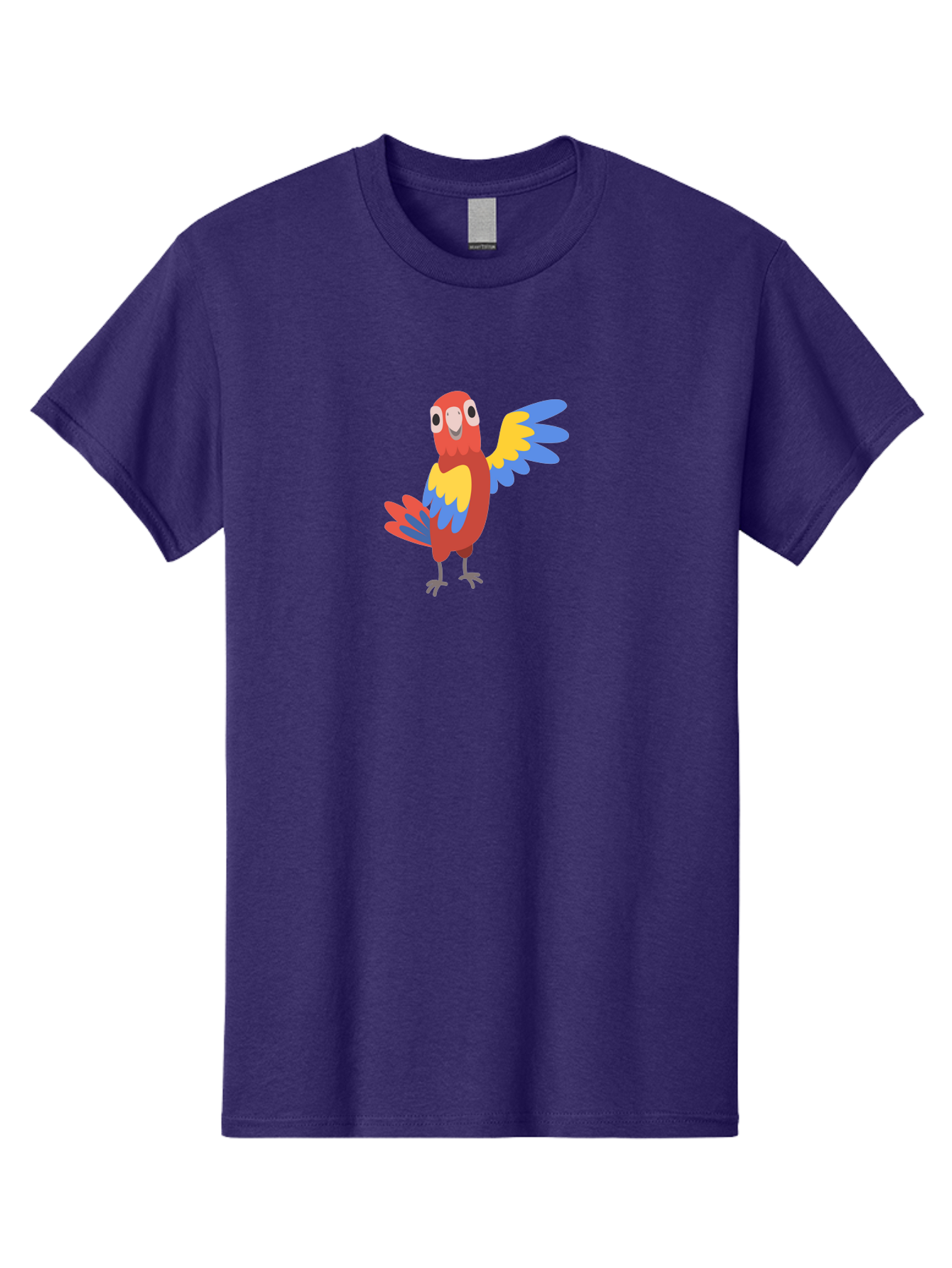 Colorful-Macaw Men'S Graphic Tee, 100% Cotton, Comfortable Casual Summer Wear, Machine Washable, Cartoon Parrot, Colorful Bird, Red, Yellow, Blue Feathers, Vibrant Plumage, Playful Design, Simple Illustration, Cartoon Character Aab823