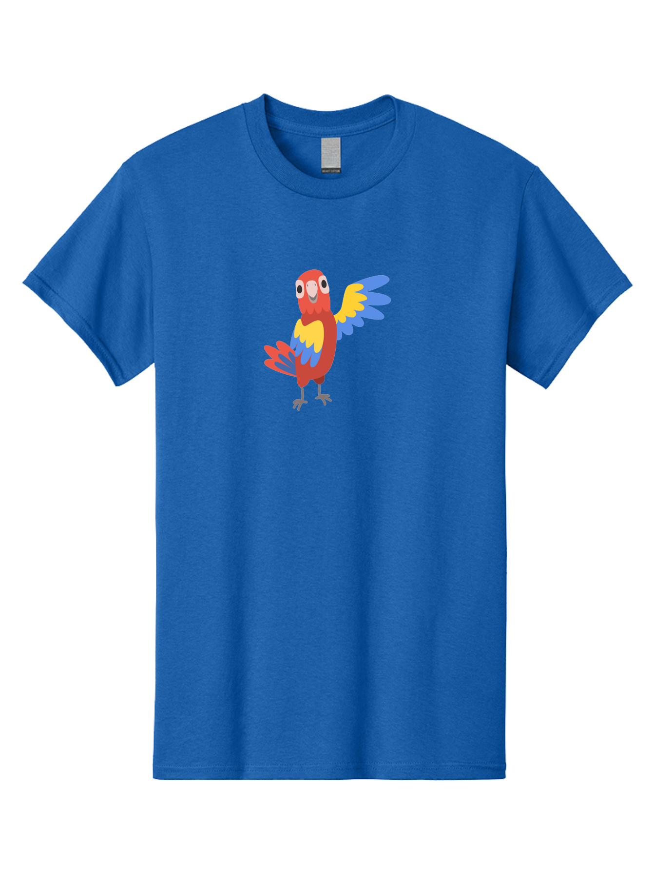 Colorful-Macaw Men'S Graphic Tee, 100% Cotton, Comfortable Casual Summer Wear, Machine Washable, Cartoon Parrot, Colorful Bird, Red, Yellow, Blue Feathers, Vibrant Plumage, Playful Design, Simple Illustration, Cartoon Character Aab823